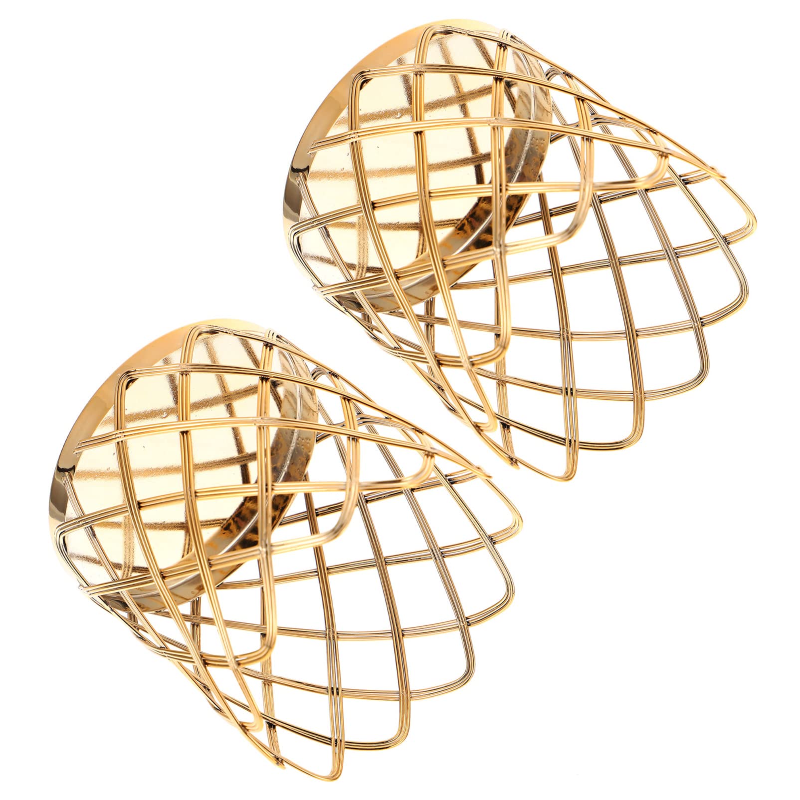 2-Pack Hollow Iron Candlestick Pen Holders - Decorative Weaving Candle Stands with Geometric Design, Perfect for Home Office Desk Organizer & Romantic Dinner Table Decor