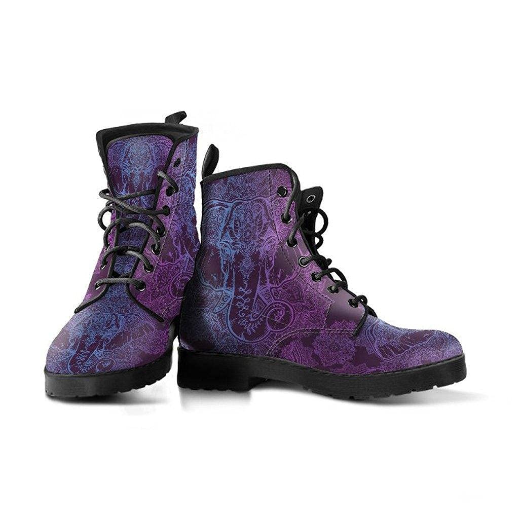 Purple Elephant Memory Foam Boots for Women - All Season Comfortable Lace Up Vegan Leather Combat Boots - Perfect for Hiking, Work & Everyday Wear