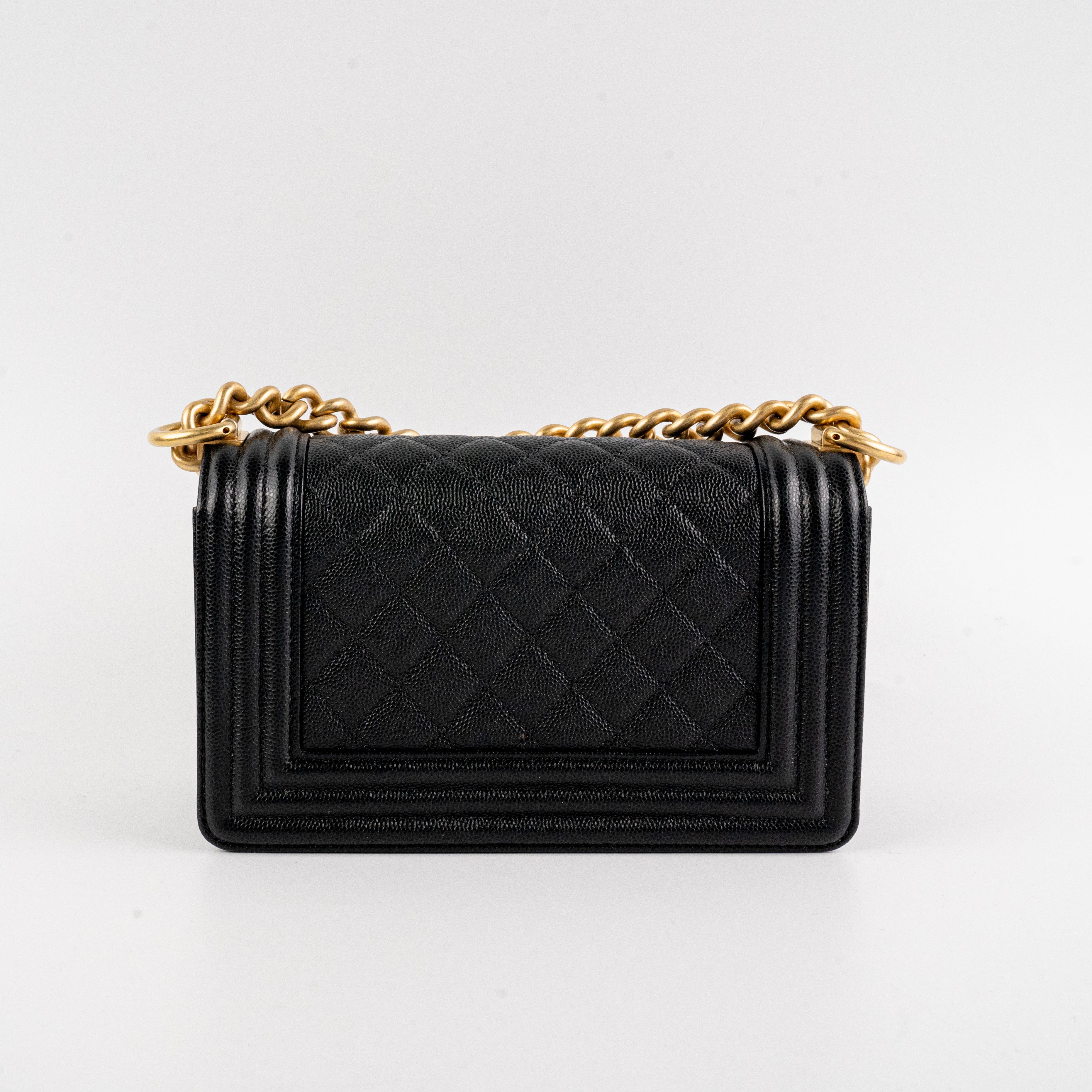 Chanel Caviar Small Black Boy Bag with Gold Hardware - Luxury Crossbody Bag for Women, Perfect for Parties & Evening Events