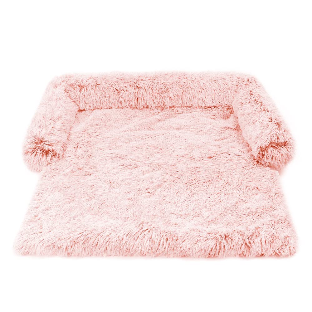 Washable Pet Bed for Dogs & Cats - Thickened Soft Cushion Mat with Warm Blanket, Pink 39x33 Inch - Perfect for Home, Sofa & Car Travel