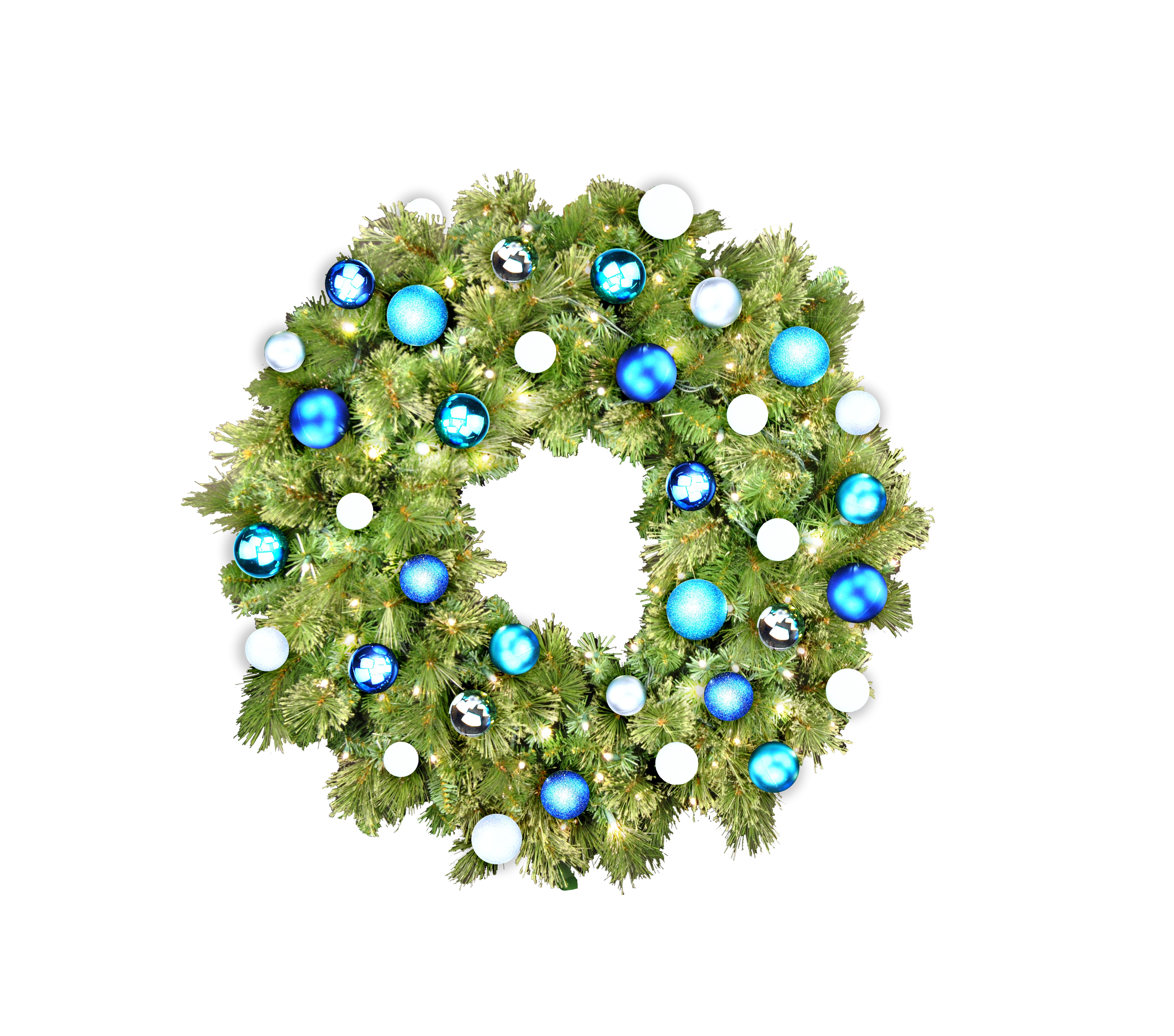 3' Mixed Blend Pine Wreath with Warm White LED Lights and Arctic Themed Ornaments - Perfect for Christmas Decor, Holiday Home Décor, and Winter Wedding Centerpieces