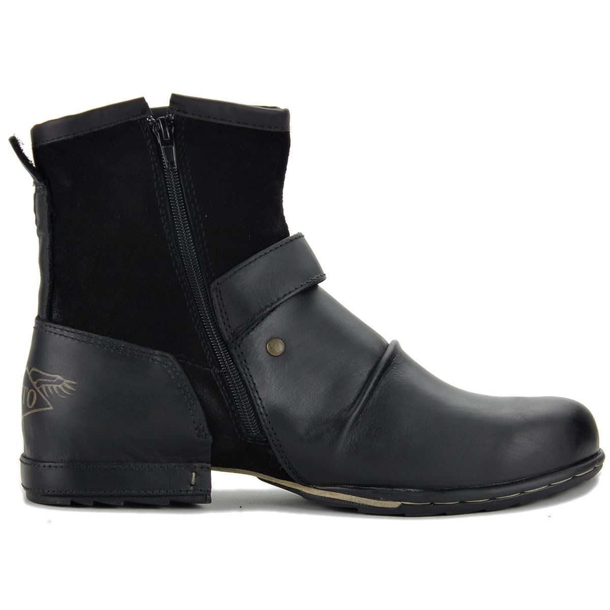 **Men's Leather Motorcycle Combat Ankle Boots with Side Zipper - Casual Hiking & Dress Boots for Outdoor Adventure & Urban Style**