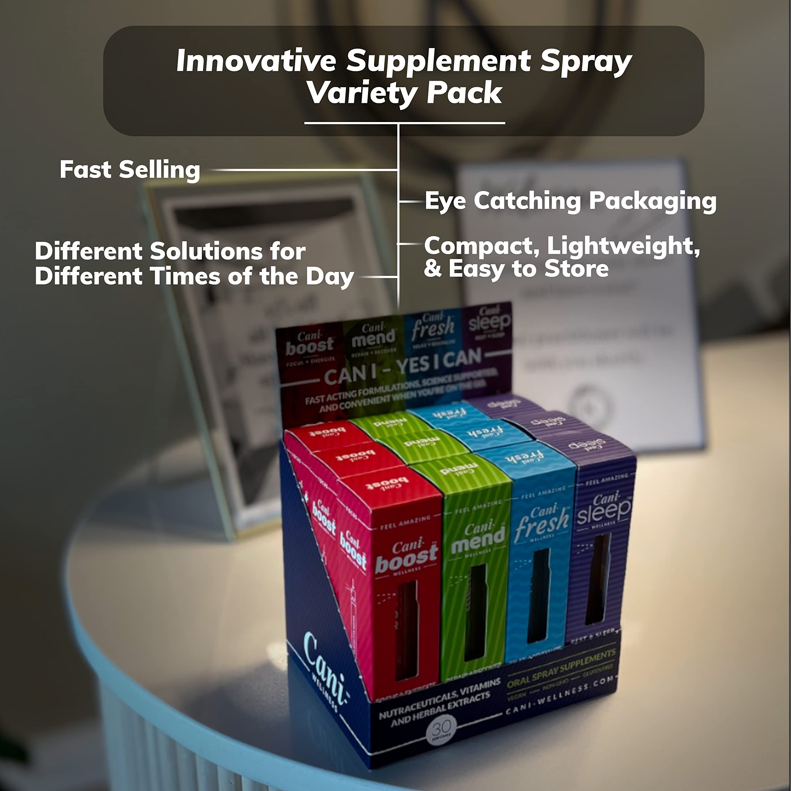 Can-i Wellness Variety 12-Pack Oral Spray - Fast-Acting Vitamin & Herbal Supplement for Energy, Sleep & Stress Relief - Perfect for Travel, Gym & Daily Wellness Routine