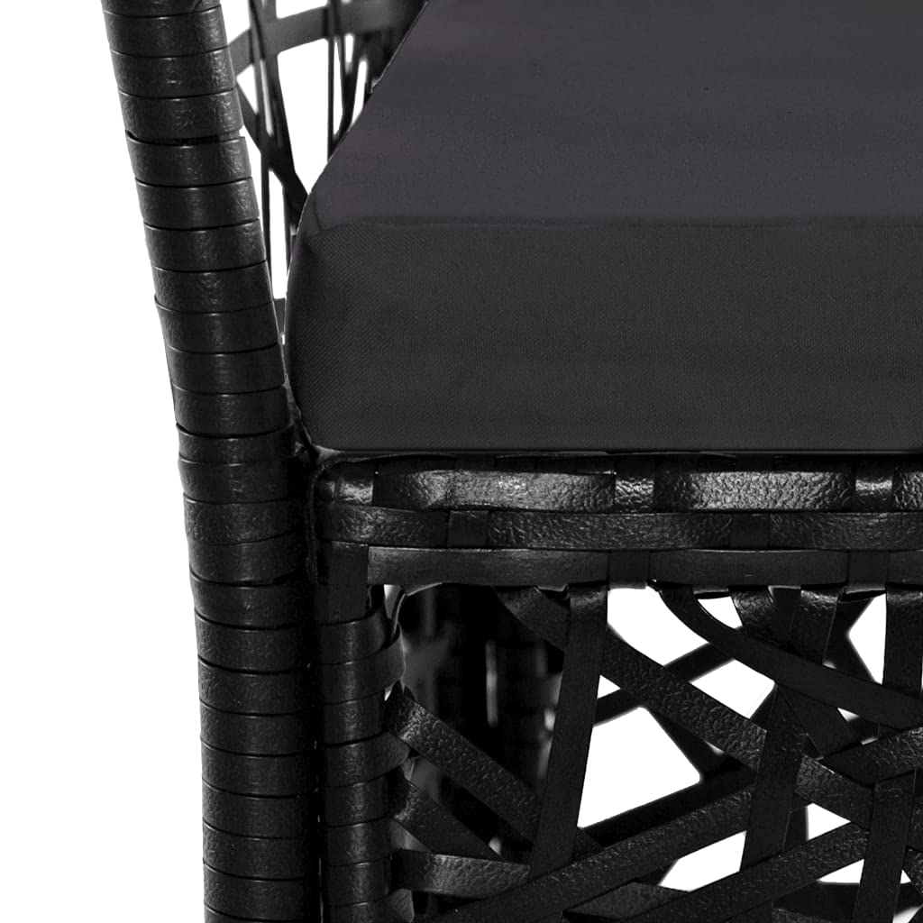 7-Piece Black Poly Rattan Outdoor Dining Set with Coffee Table & Cushions - Patio Furniture Conversation Set for Garden, Backyard, Poolside & Terrace Relaxation