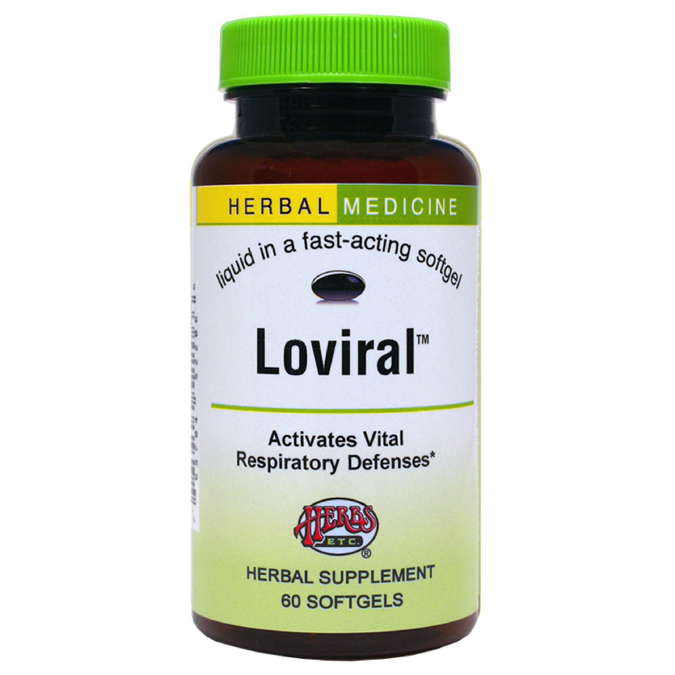 Herbs Etc. Loviral - Lung Health Supplement for Respiratory Support & Immune Defense - Natural Herbal Formula with Lomatium, Pelargonium & OSHA - Gluten-Free, Non-GMO - 60 Softgels (60 Servings) - Ideal for Cold Season, Allergy Relief & Daily Respiratory Wellness