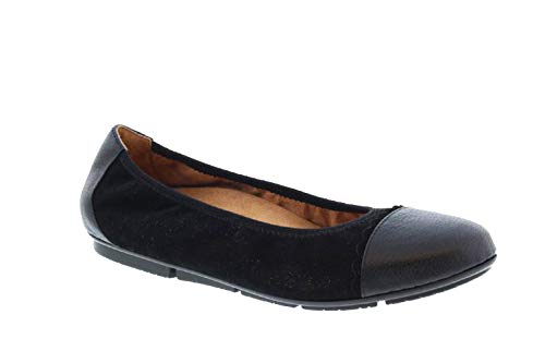 Vionic Women's Prim Tina Cap Toe Ballet Flats - Comfortable Slip-On Shoes for Work, Travel & Everyday Wear - Arch Support & Cushioned Footbed