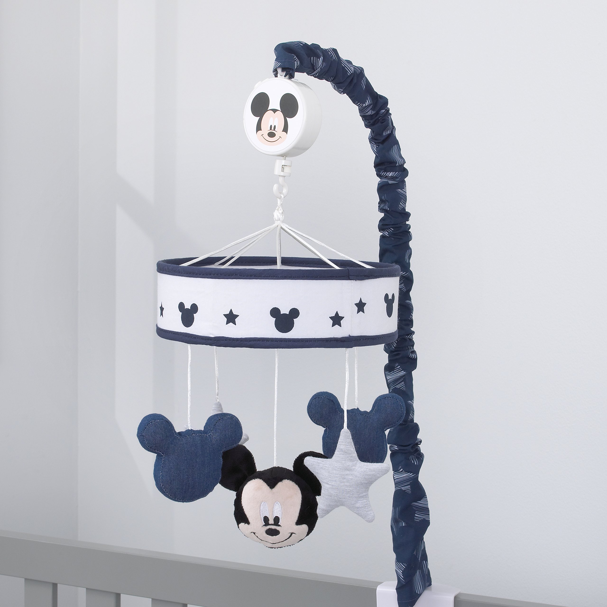 Disney Mickey Mouse Hello World Star Nursery Crib Musical Mobile - Navy Blue Baby Crib Toy with Soothing Music for Newborns & Infants | Perfect for Bedtime & Nursery Decor