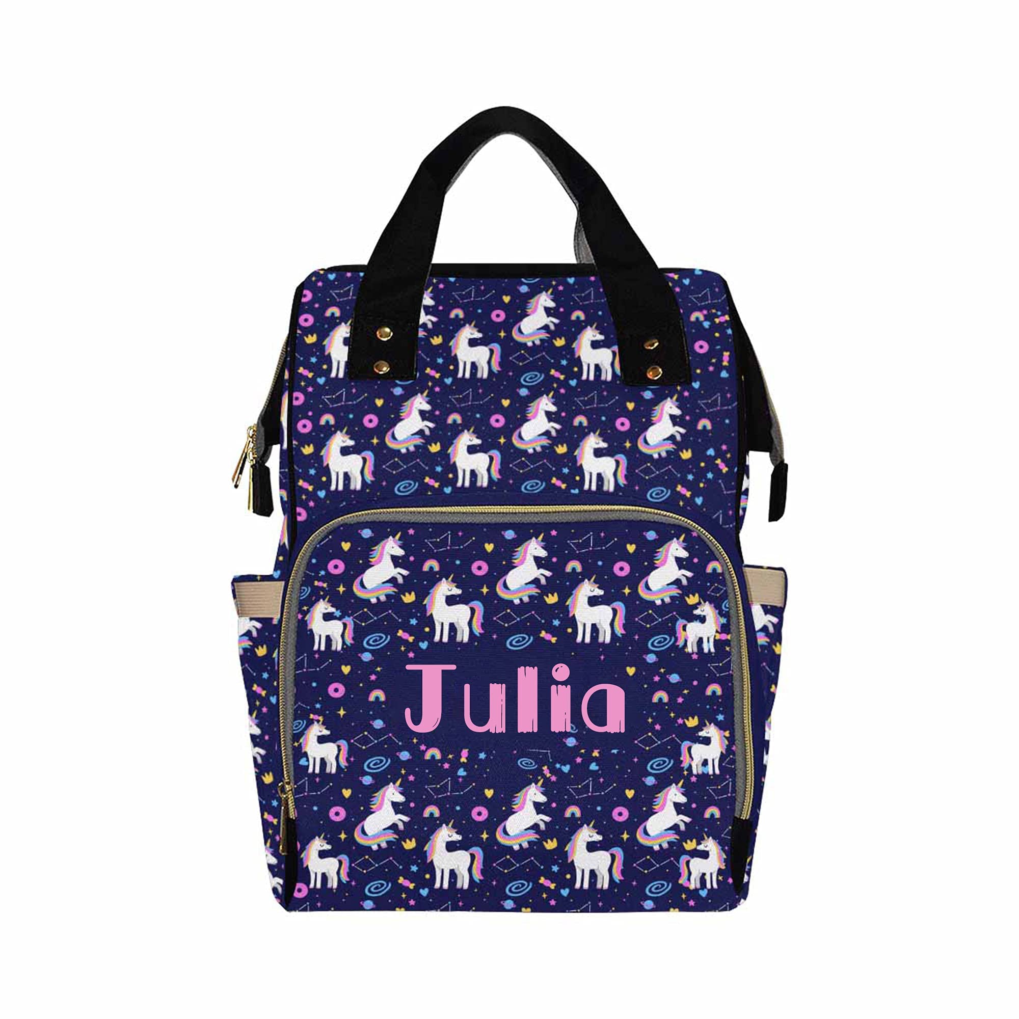 Personalized Unicorn Backpack for Kids - Custom Name School Bag for Girls & Boys, Multi-Functional Diaper Bag for Baby & Toddler, Lightweight Travel Backpack for School, Picnic, Birthday Gifts & Daily Use