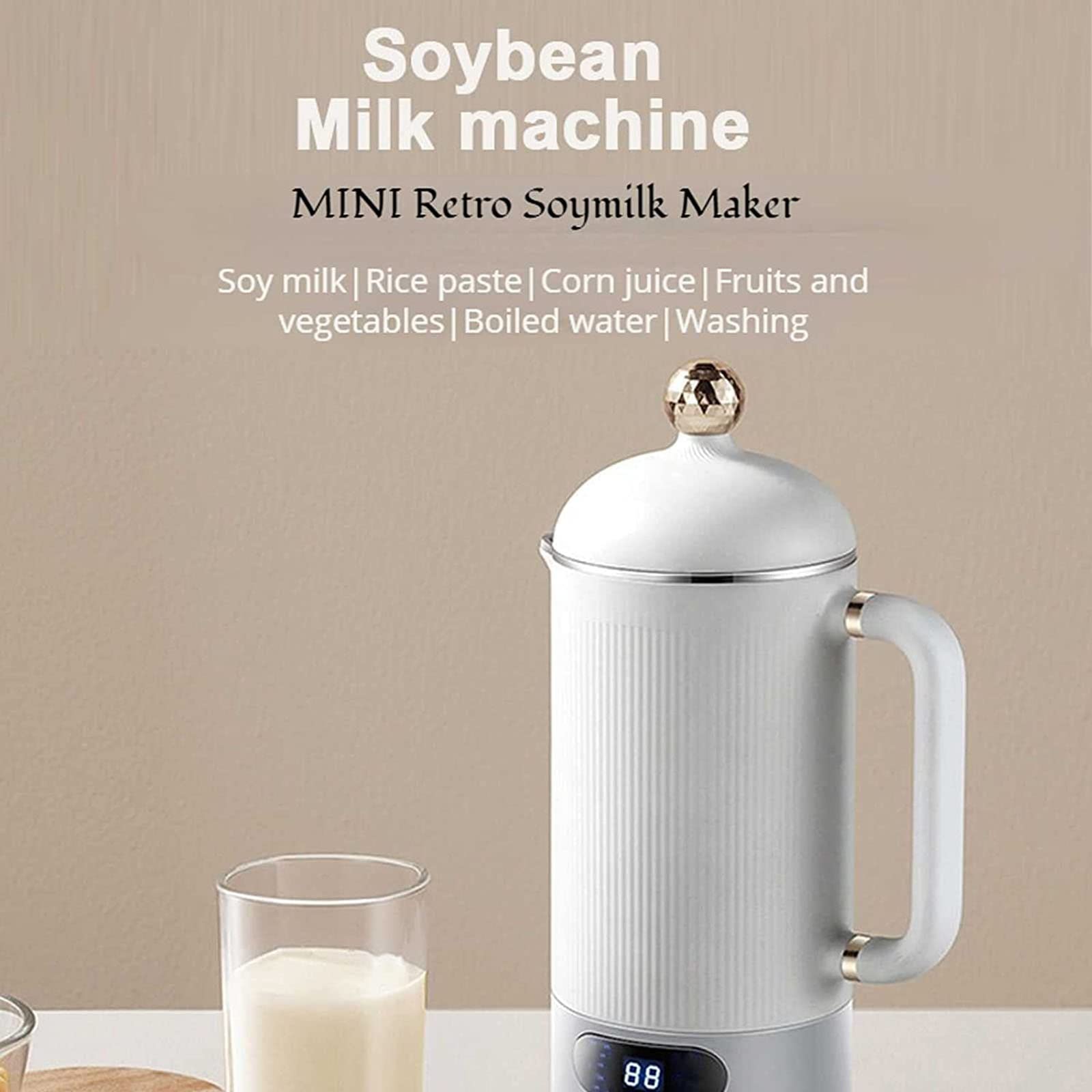 Electric Soy Milk Maker Machine 350ml - Automatic Soybean Milk Blender for Almond, Rice, Cereal, Congee, Porridge, Smoothie & Juice - Perfect for Healthy Breakfast & Homemade Drinks