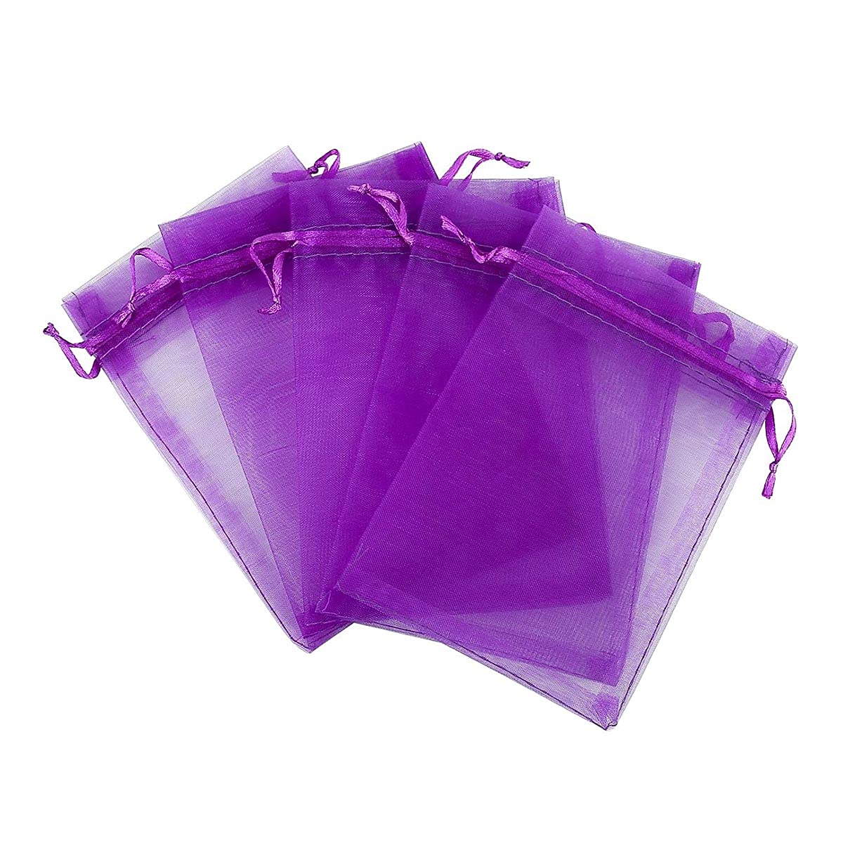 50 Count 4x6 Inches Purple Organza Drawstring Gift Bags - Sheer Mesh Voile Pouches for Jewelry, Dried Lavender, Party Favors | Perfect for Baby Showers, Weddings, Christmas, Birthday Parties & Beach Events