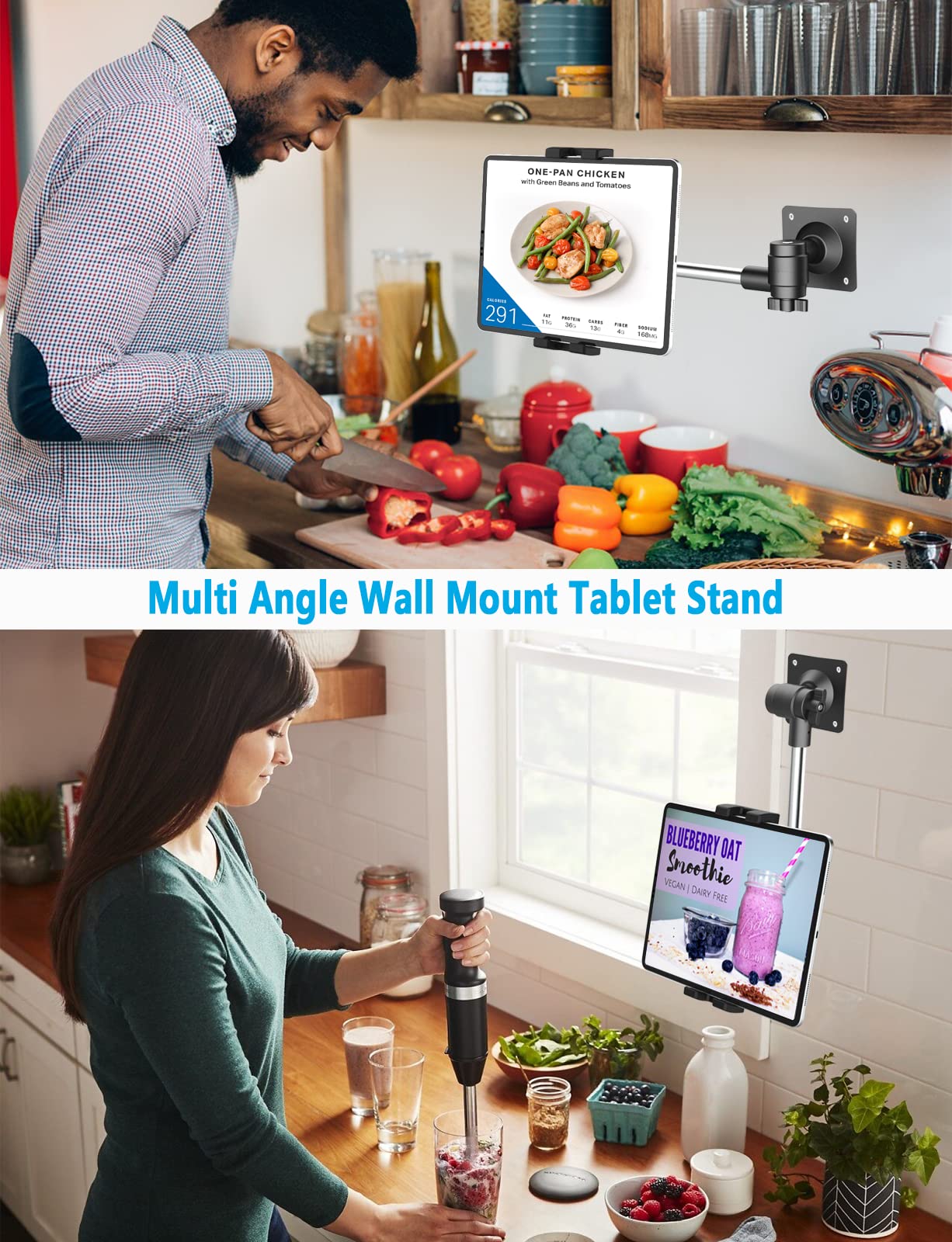 Woleyi Adjustable Metal iPad Holder Stand - Stable & Flexible Mount for iPad Pro/Air/Mini, Galaxy, Fire Tablets & Phones (4-12.9 Inch) - Perfect for Shower, Bedroom, Kitchen & Office Use