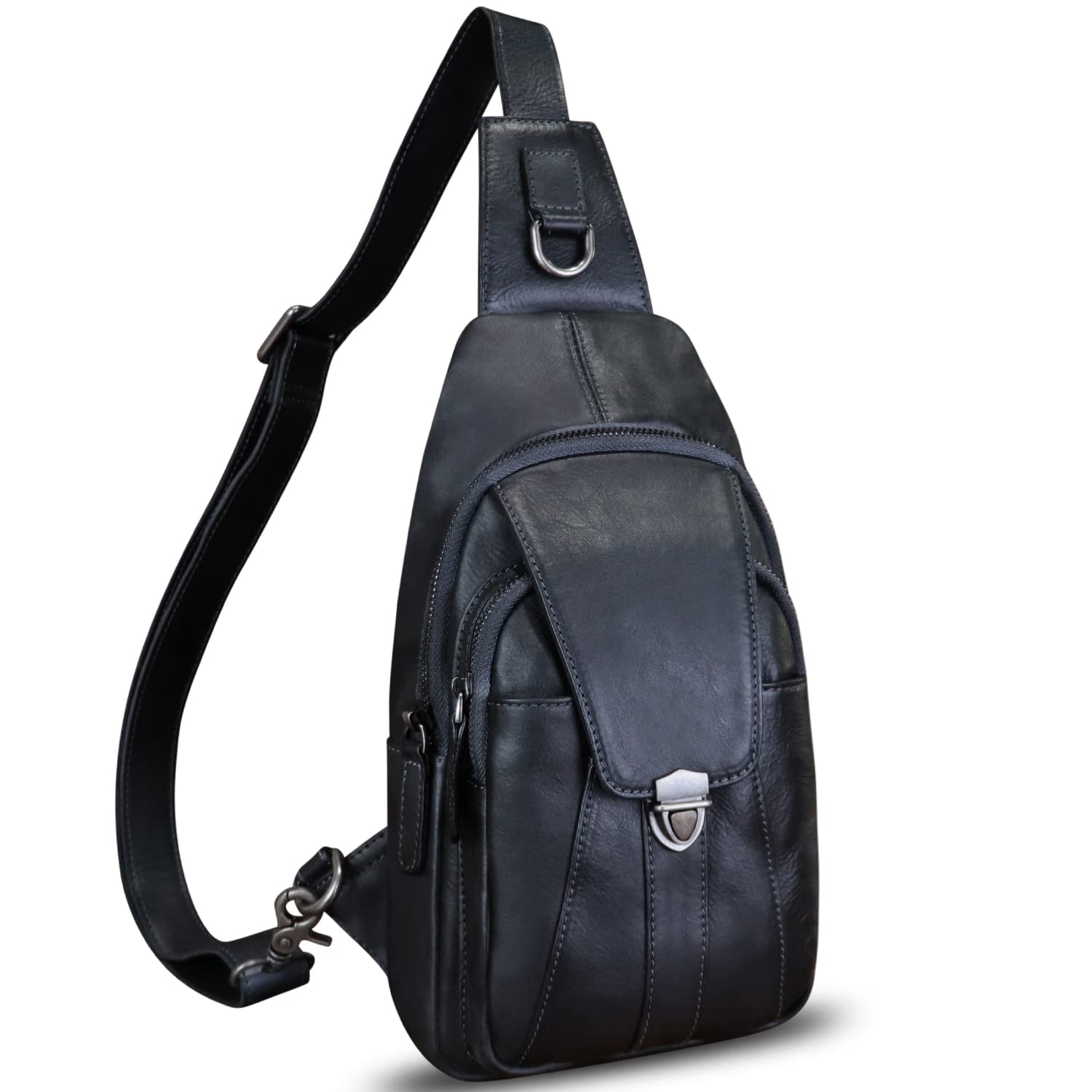 LRTO Genuine Leather Sling Bag for Women & Men - Handmade Vintage Crossbody Backpack, Hiking Daypack - Perfect for Travel, Outdoor Adventures & Daily Use