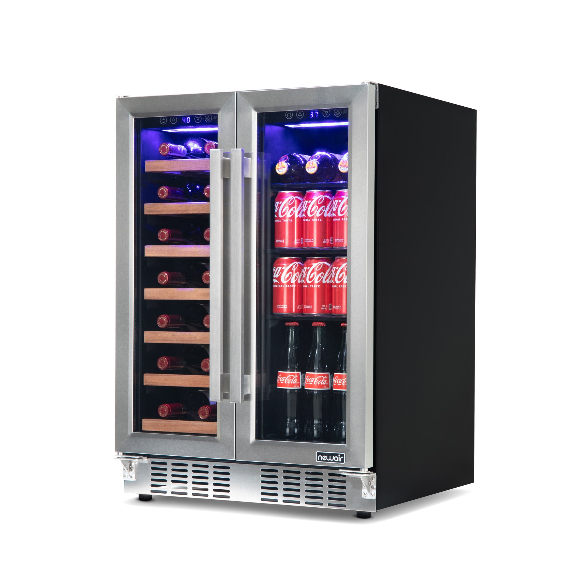Newair® 24 Inch Dual Zone Wine and Beverage Cooler with French Doors - Perfect for Home Bars, Restaurants, and Wine Cellars