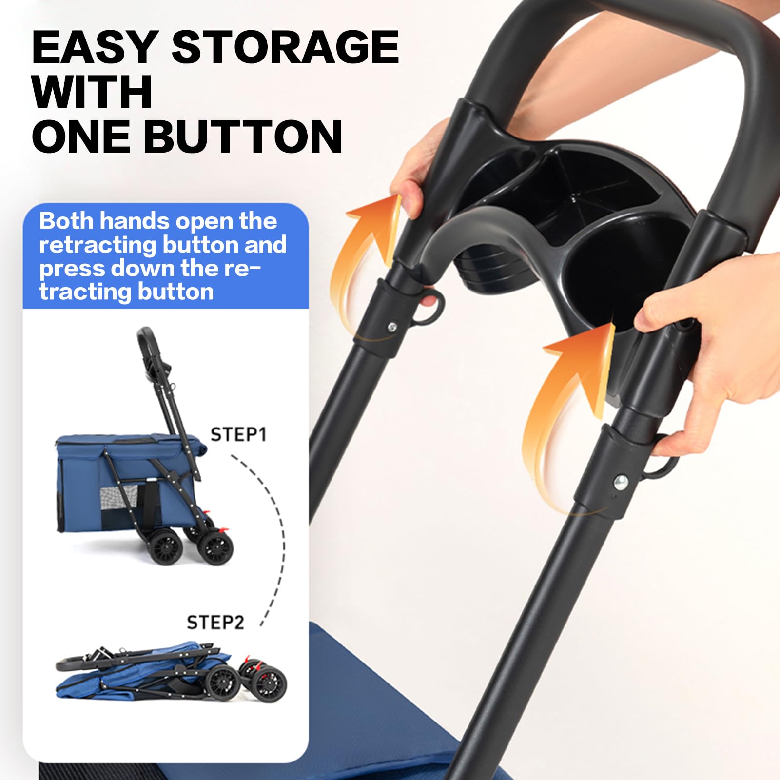 Blue Folding Pet Stroller for Cats & Dogs - Travel Carrier for Outdoors