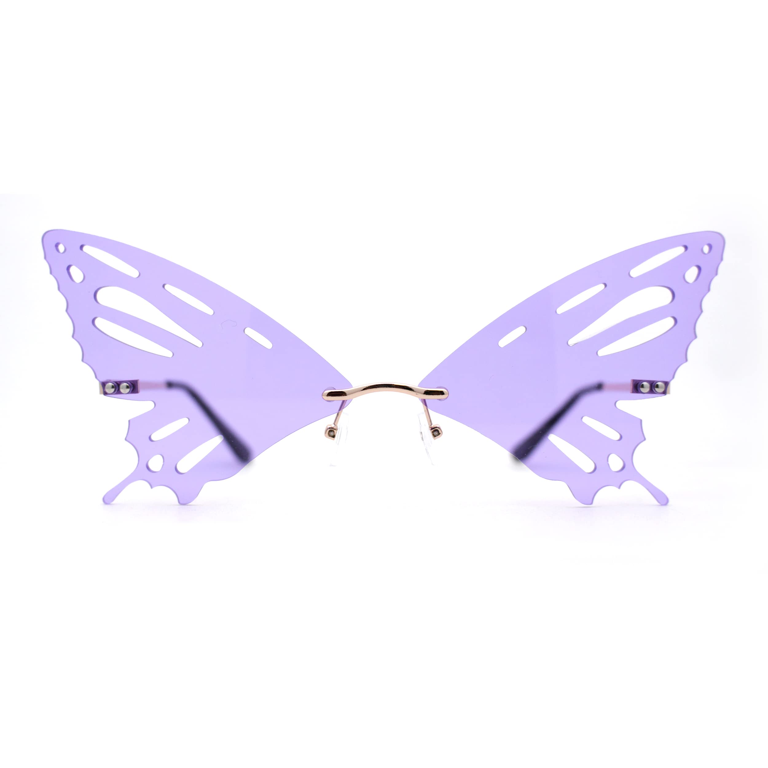 Butterfly Wing Rimless Sunglasses for Women - Unique Party Shades for Summer, Beach, and Festival Outfits - Trendy UV Protection Eyewear