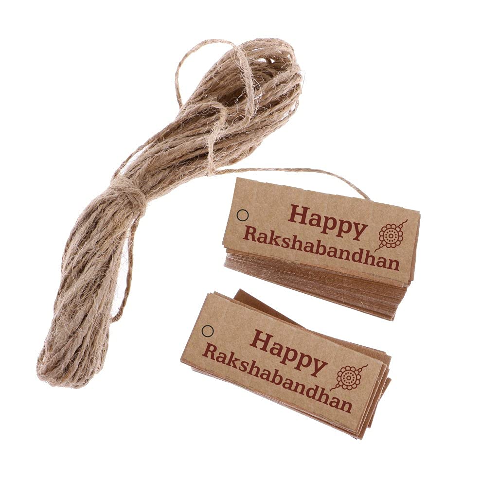 Atmiyamart Handmade Kraft Gift Tags for Rakhi Packaging - 50pcs | Eco-Friendly Gift Tags for Raksha Bandhan, Diwali & Wedding Favors | Perfect for Gift Wrapping, Party Favors & Craft Projects