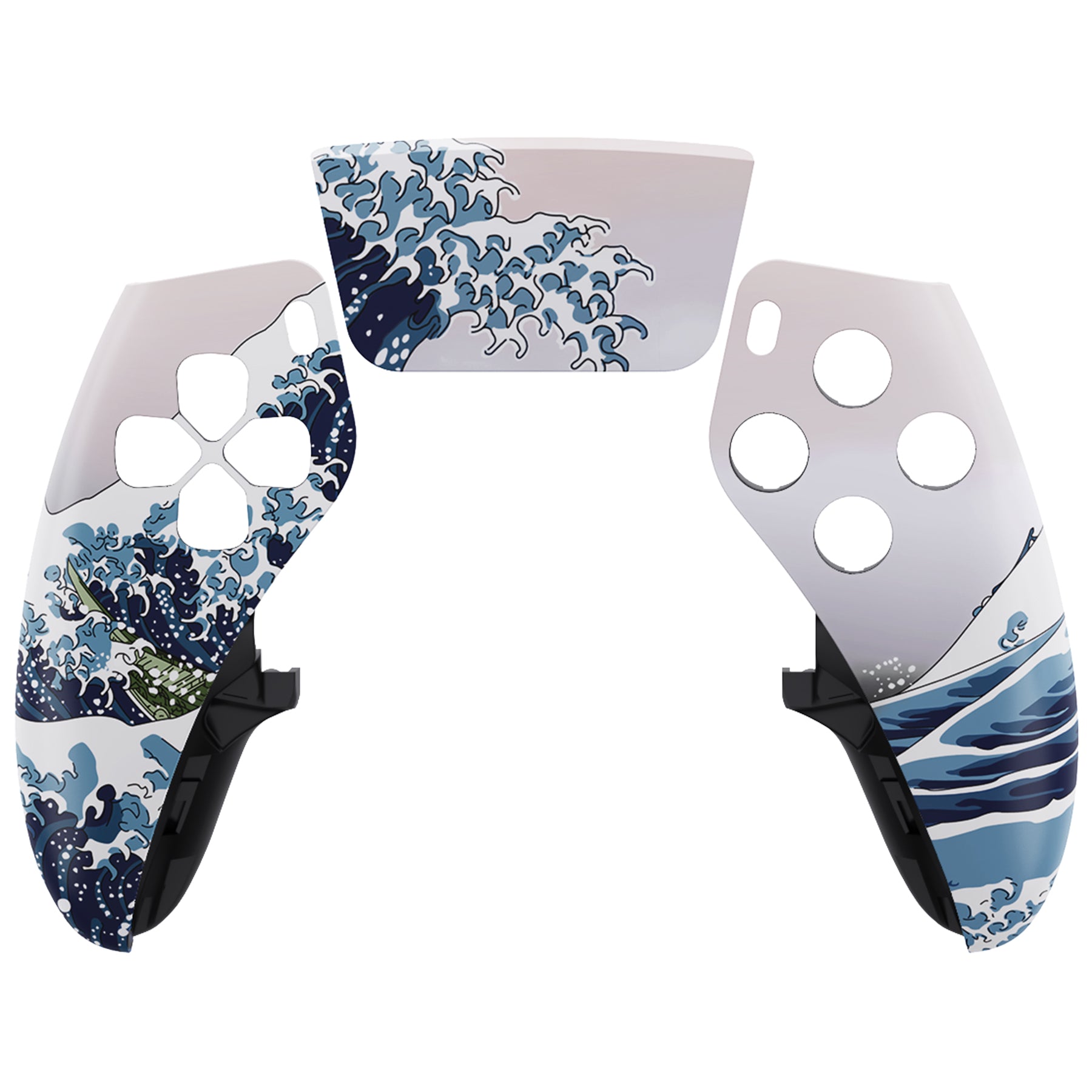 eXtremeRate The Great Wave Left & Right Front Housing Shell with Touchpad for PS5 Edge Controller - DIY Replacement Faceplate & Custom Touch Pad Cover - Perfect for Gaming Enthusiasts & Custom Mods