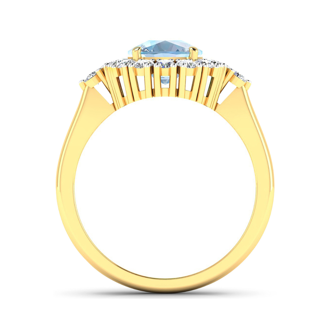 Genuine Diamond & Aquamarine Halo Ring - 14K White Gold Wedding Engagement Ring for Women, Perfect for Proposals, Anniversaries & Special Occasions
