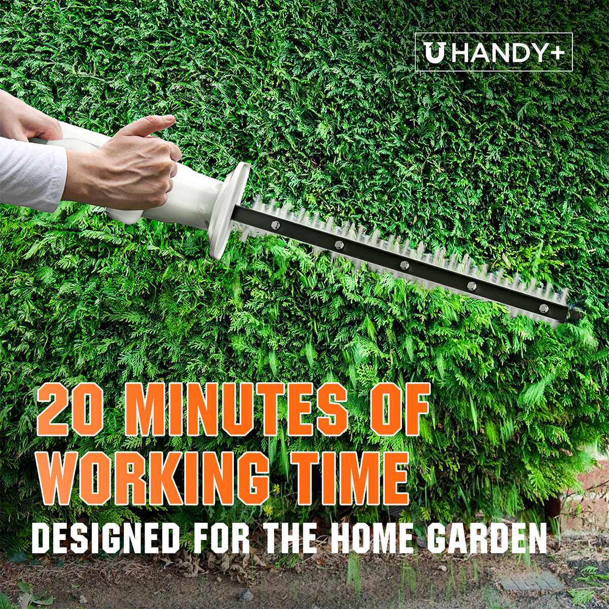 20V Cordless Hedge Trimmer - Handy+ U20 2.0Ah Battery Powered (Tool Only) | Lightweight Shrub Trimmer for Garden Landscaping, Yard Maintenance & Hedge Shaping