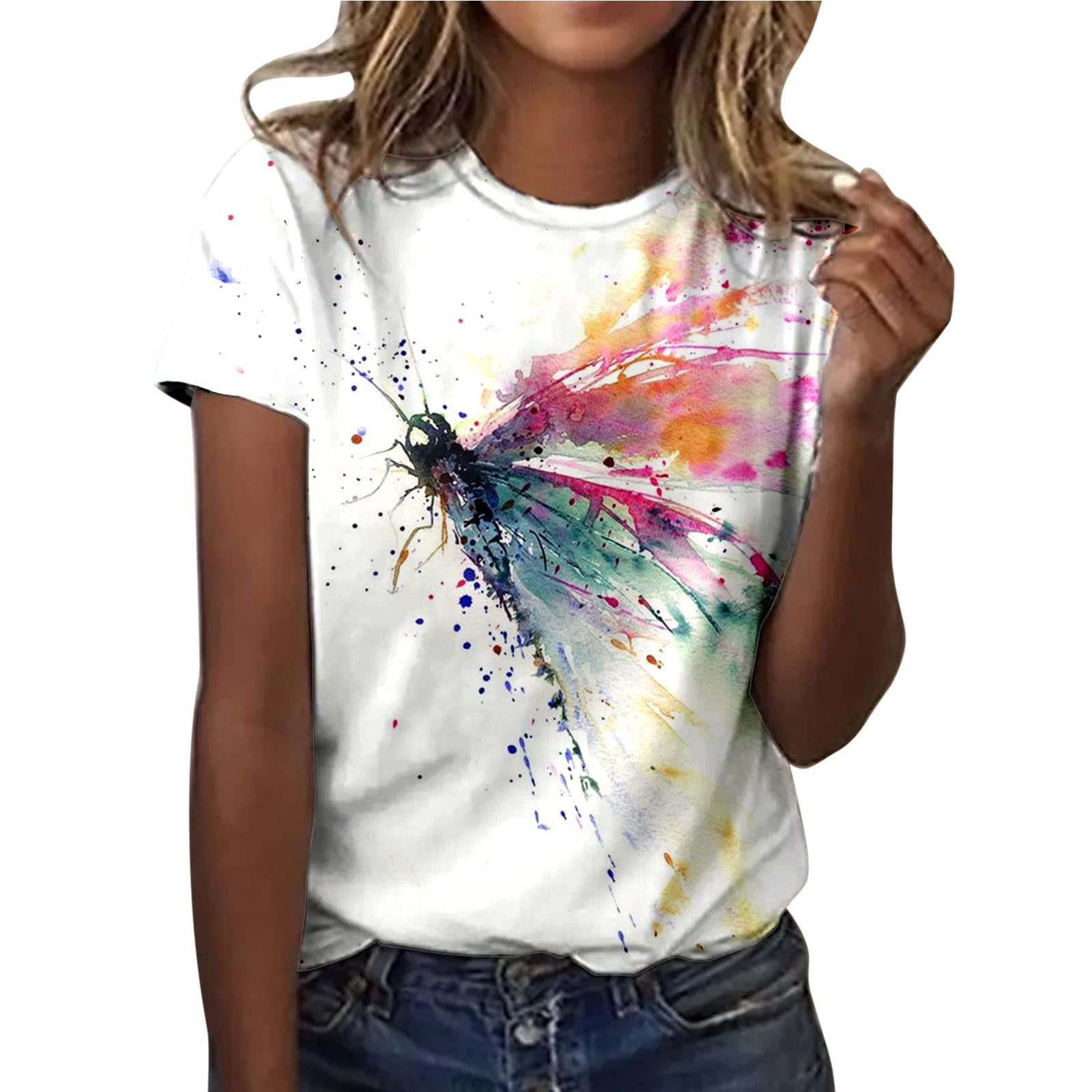 Women's Floral Printed Short Sleeve T-Shirt - Summer Blouse Tunic Top with Graphic Design | Perfect for Casual Wear, Beach Outfits & Vacation Style