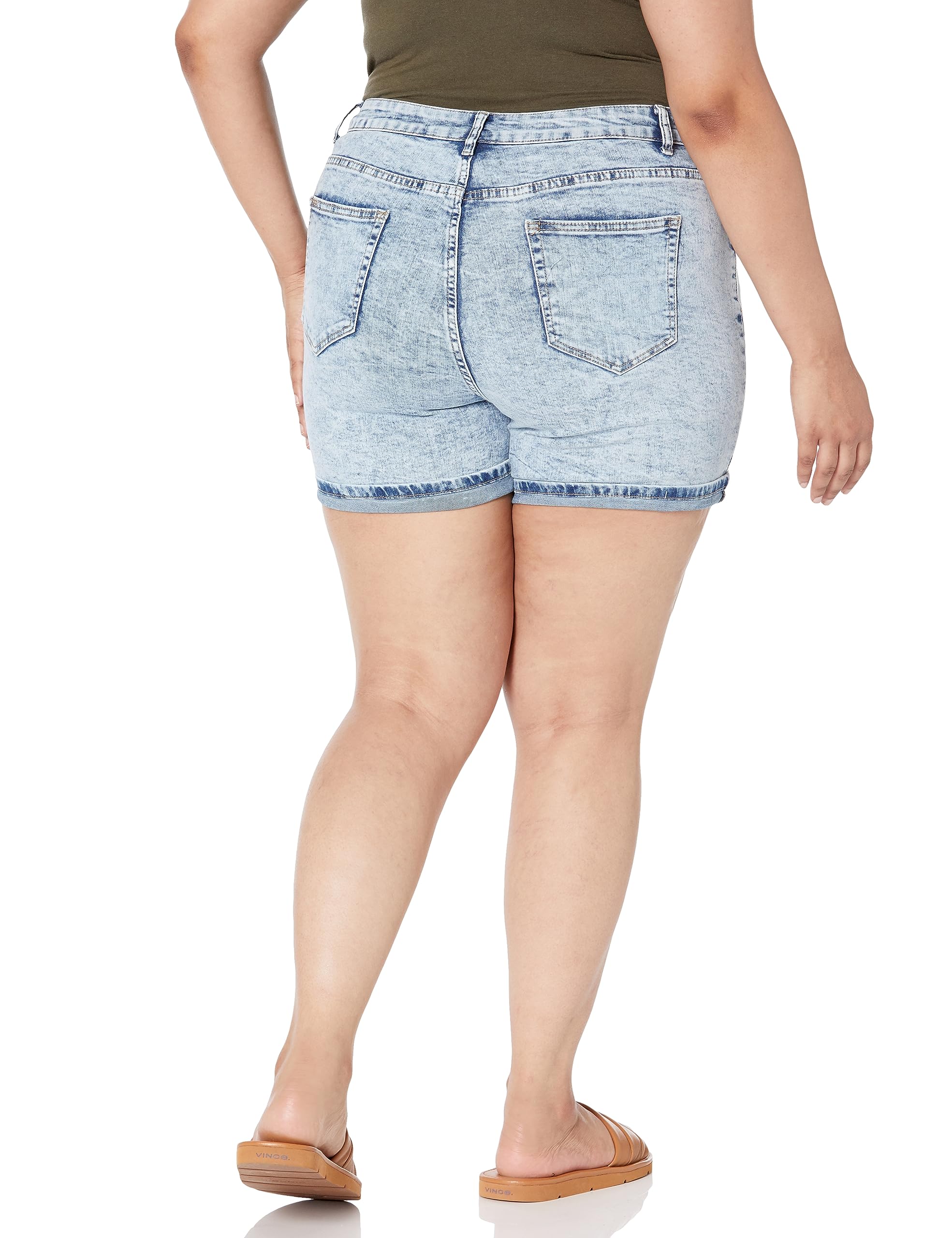 City Chic Women's Short Serene Denim Jeans - Trendy High Waisted Distressed Denim Shorts for Women | Perfect for Summer Outfits, Beach Vacations & Casual Street Style