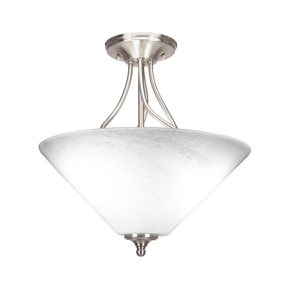 Toltec Lighting Capri 3-Light Semi-Flush Mount Ceiling Fixture in Brushed Nickel (909-BN-2161) - Perfect for Bedroom, Hallway & Kitchen Lighting