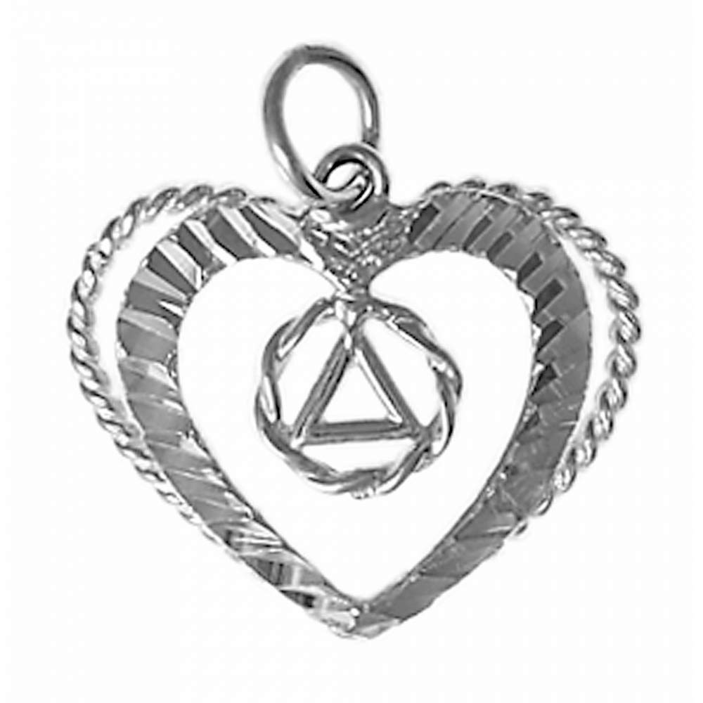 Alcoholics Anonymous (AA) Symbol Sterling Silver Pendant - Open Heart with Twisted Wire Circle | Meaningful Recovery Jewelry for Sobriety Milestones & 12-Step Support
