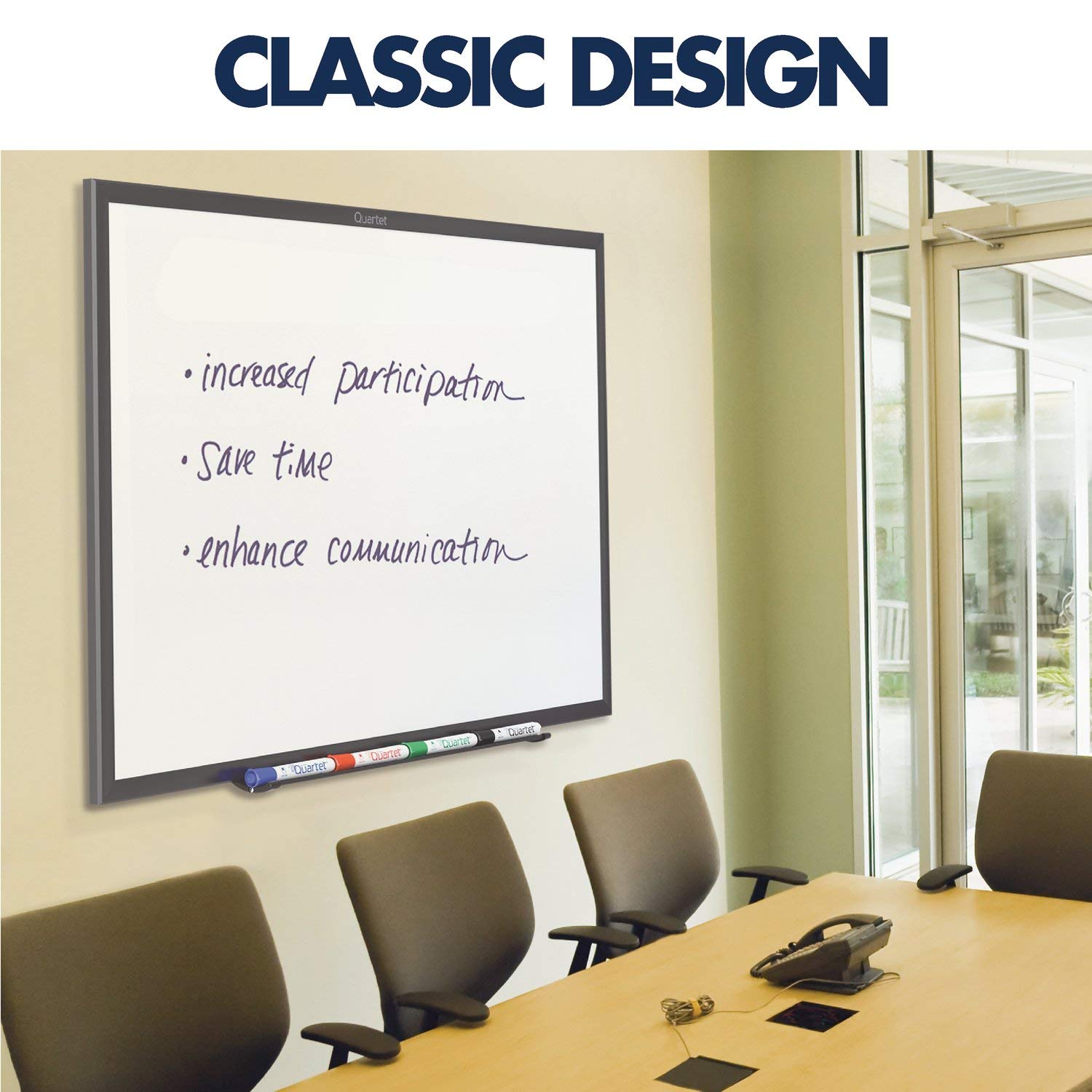 Quartet Magnetic Dry Erase White Board 3' x 2' - Nano-Clean Surface Resists Stains, Black Aluminum Frame (SM533B) - Perfect for Office Meetings, Classroom Teaching & Home Organization