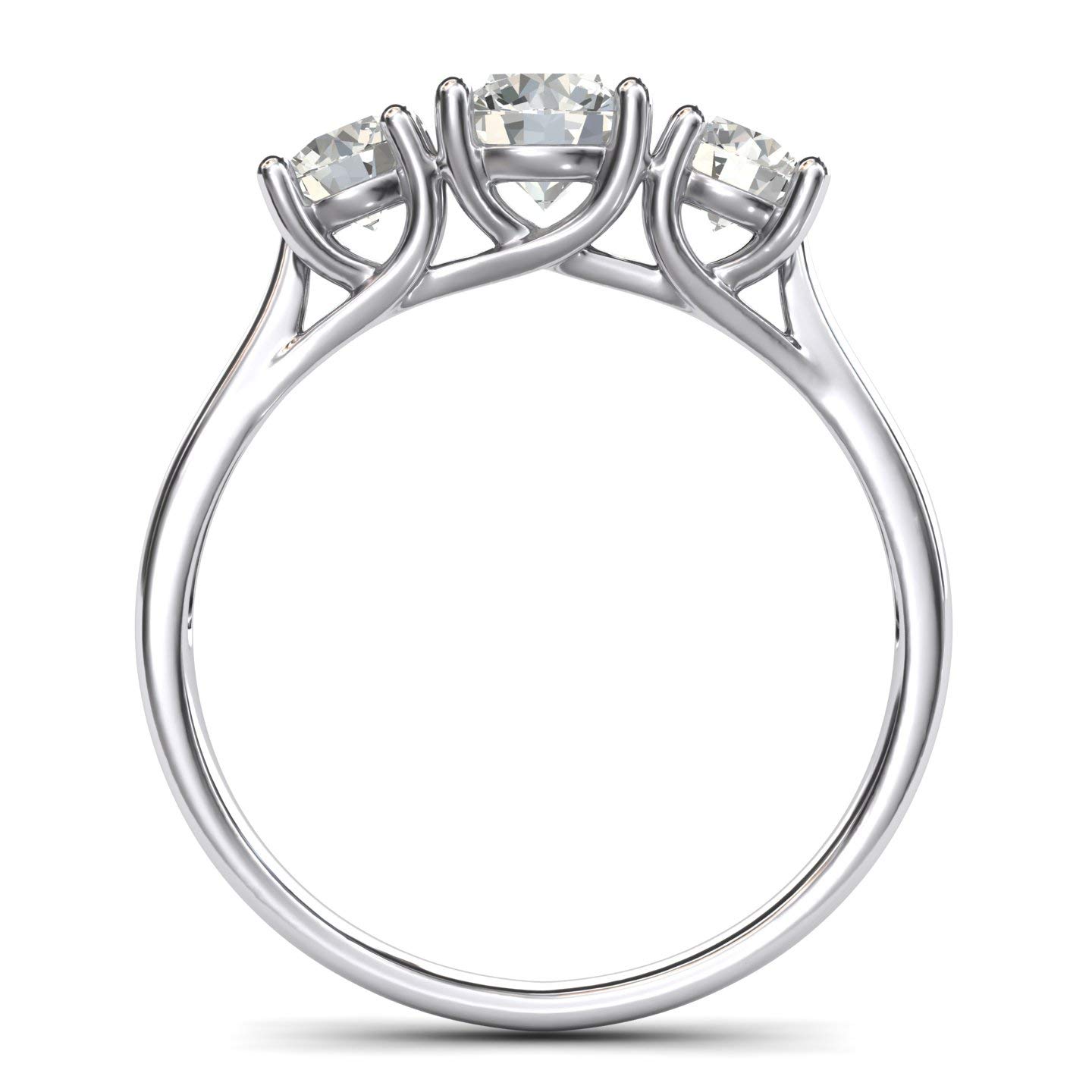 Genuine Moissanite 14k White Gold Three Stone Trellis Engagement Ring - 2.0ctw Simulated Diamond Promise Ring for Women | Perfect for Proposals, Anniversaries & Special Occasions
