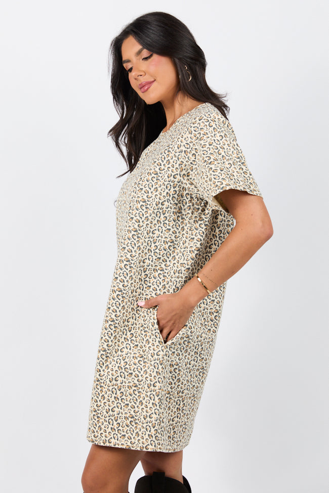 Wild Nights Taupe Leopard Print Shift Dress - Women's Casual Party Dress for Night Out, Date Night & Special Occasions