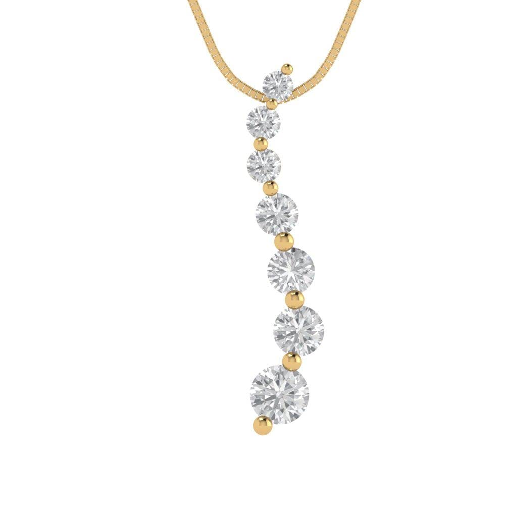0.48 Carat Round Brilliant Cut Simulated Diamond Pendant in 14K Yellow Gold with 16