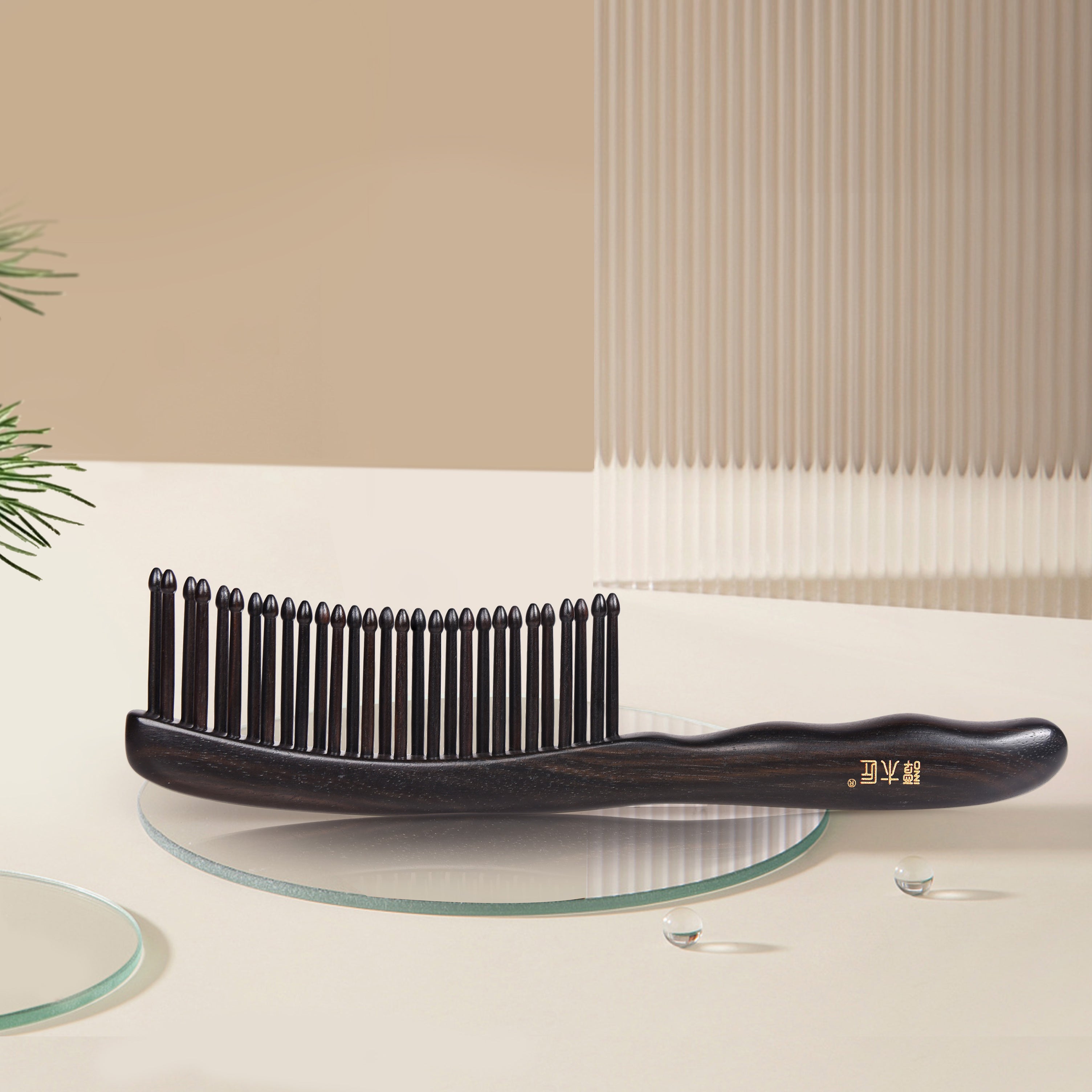 Premium Black Wooden Comb with Wide Tooth Design for Gentle Detangling - Perfect for Thick, Curly Hair and Scalp Massage at Home or On-the-Go
