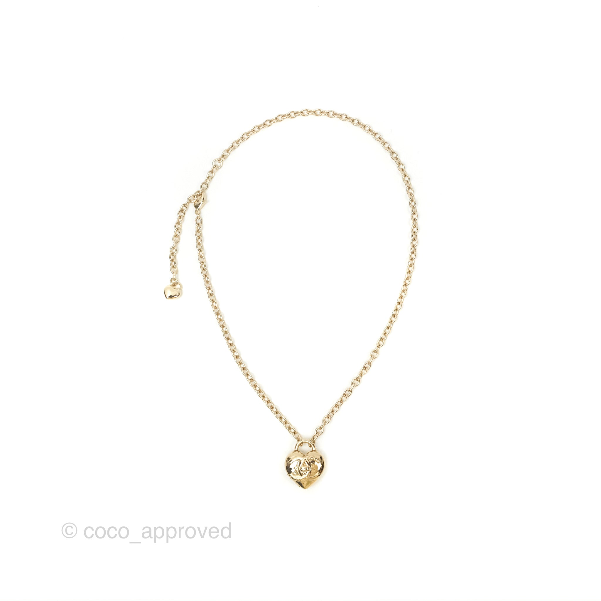 Chanel CC Lock Heart Locket Necklace in Gold Tone - Elegant 22B Collection for Women | Perfect for Date Nights, Weddings & Special Occasions