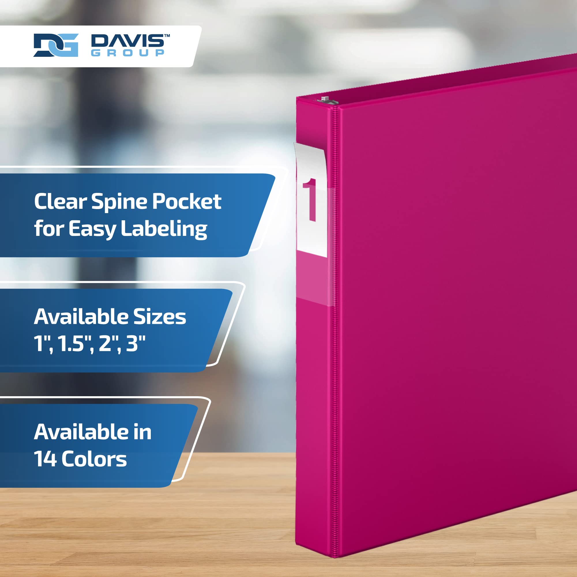 Premium 1-Inch 3-Ring Binder with D-Ring - 6-Pack Colorful Notebook Binders for School, Office & Home Organization - Ideal for Students, Teachers & Professionals (Pink)