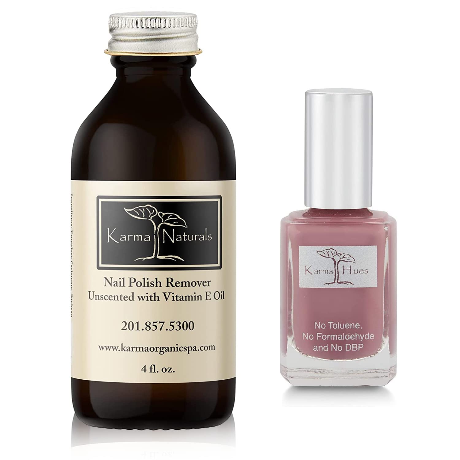 Organic Nail Polish Remover & Nail Polish Set – Unscented Natural Nail Care (4FL-Oz) with Wine O'clock Polish (0.43FL-Oz) – Perfect for At-Home Manicures & Nail Art