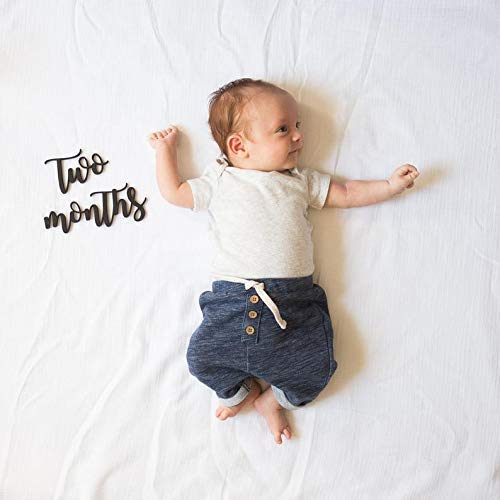 Wooden Baby Age Milestone Blocks - Monthly Photo Props for Newborn Photography, Baby Shower Gift - Perfect for First Birthday, Nursery Decor & Instagrammable Moments