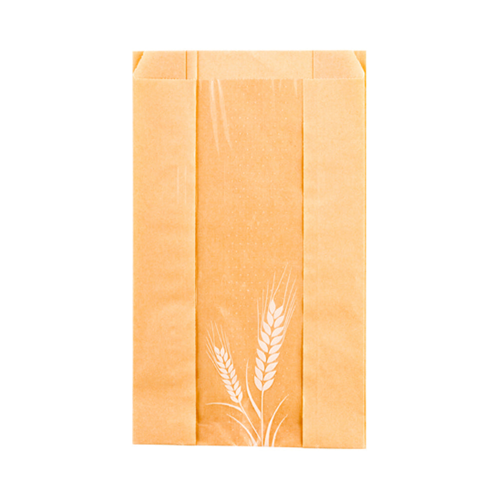Eco-Friendly Brown Paper Bread Bags - Micro Perforated, Greaseproof, Wheat Pattern (6
