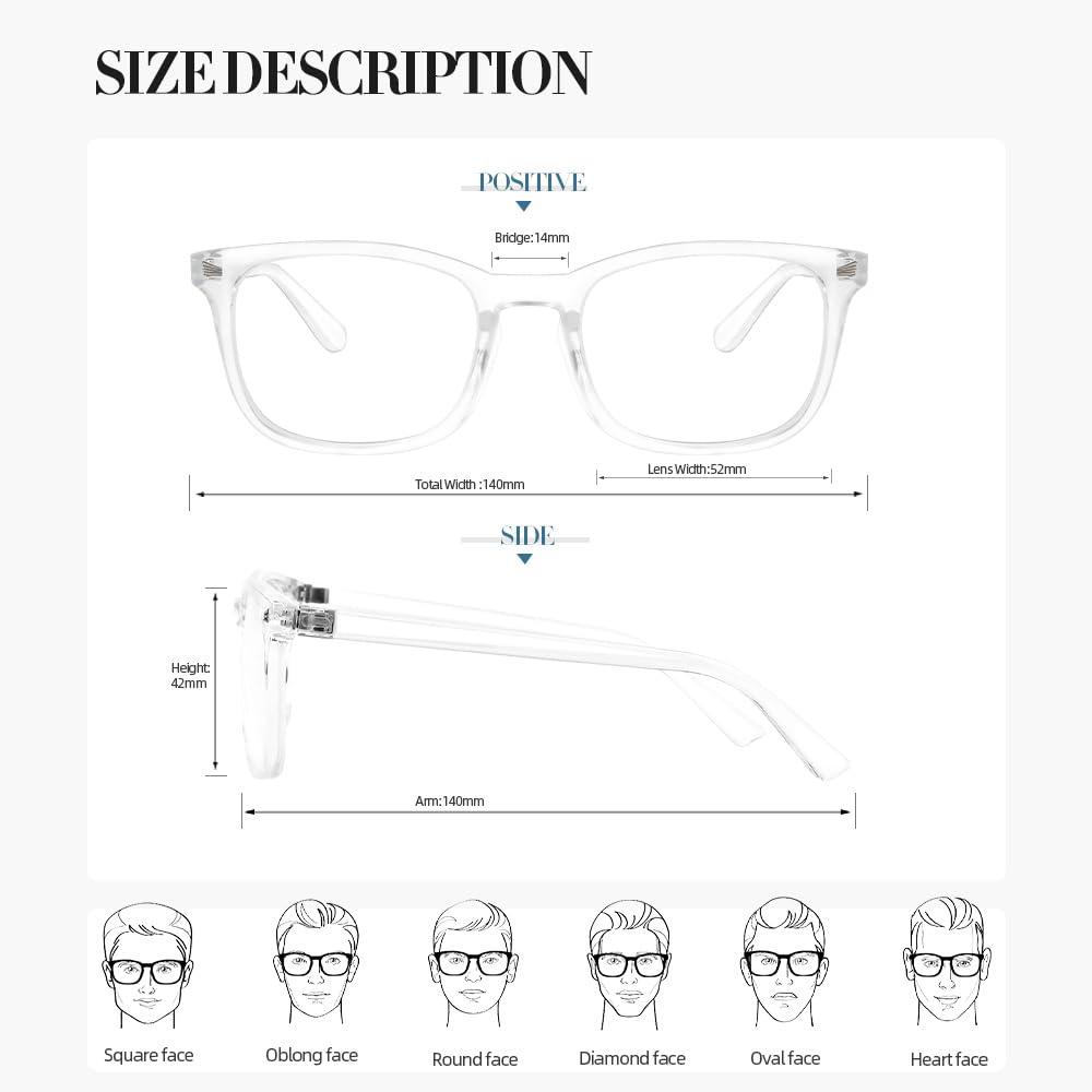 NZKNP Blue Light Blocking Glasses for Women & Men - Clear Anti-Eye Strain for Work & Gaming