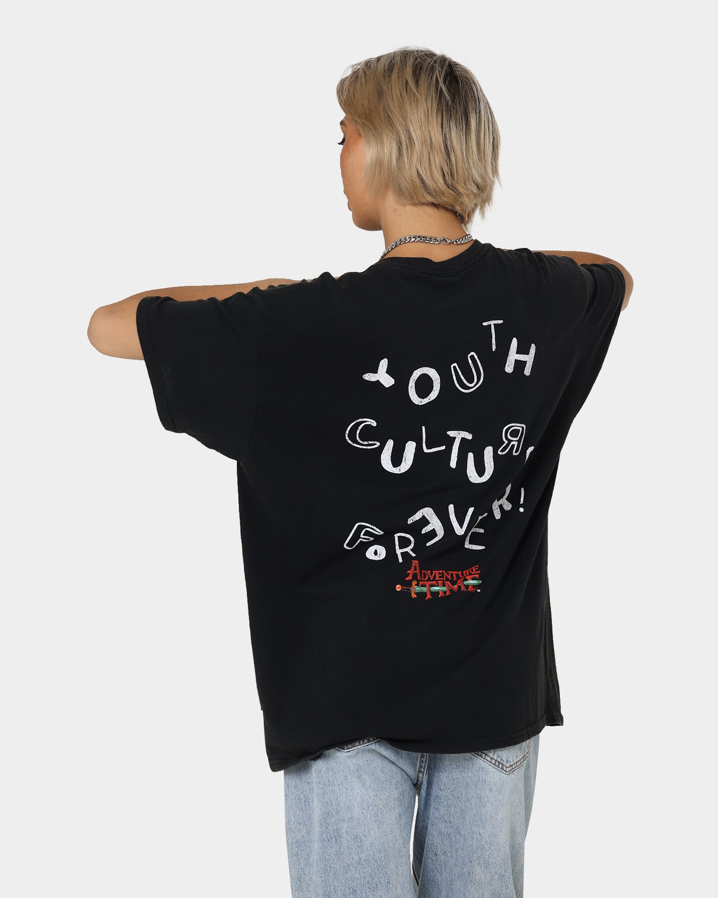 Vintage Adventure Time Finn The Human Graphic T-Shirt - Black Wash - Retro Cartoon Tee for Men & Women - Perfect for Cosplay, Casual Wear & Fan Gifts