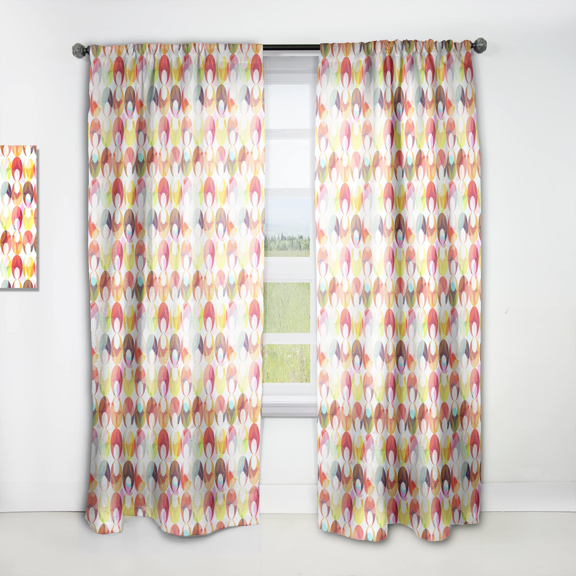 DesignQ Thermal Insulated Abstract Circle Pattern Curtains - Single Panel 52x108 Inches - Blackout Drapes for Bedroom & Living Room - Perfect for Home Decor and Light Control