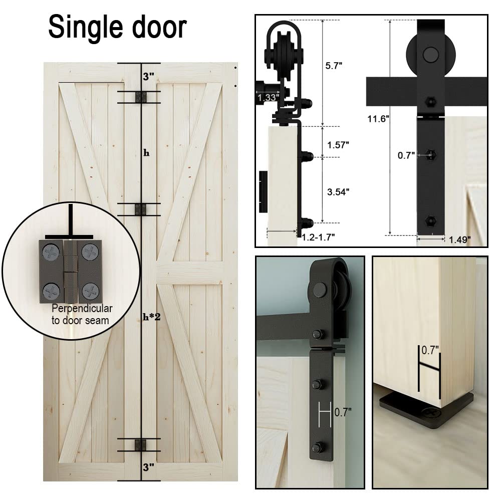 4FT Heavy Duty Bi-Folding Sliding Barn Door Hardware Kit - Smooth & Quiet Operation, Easy Installation for Double Doors (No Door Included) - Perfect for Bedroom Closets, Pantries and Home Office Spaces