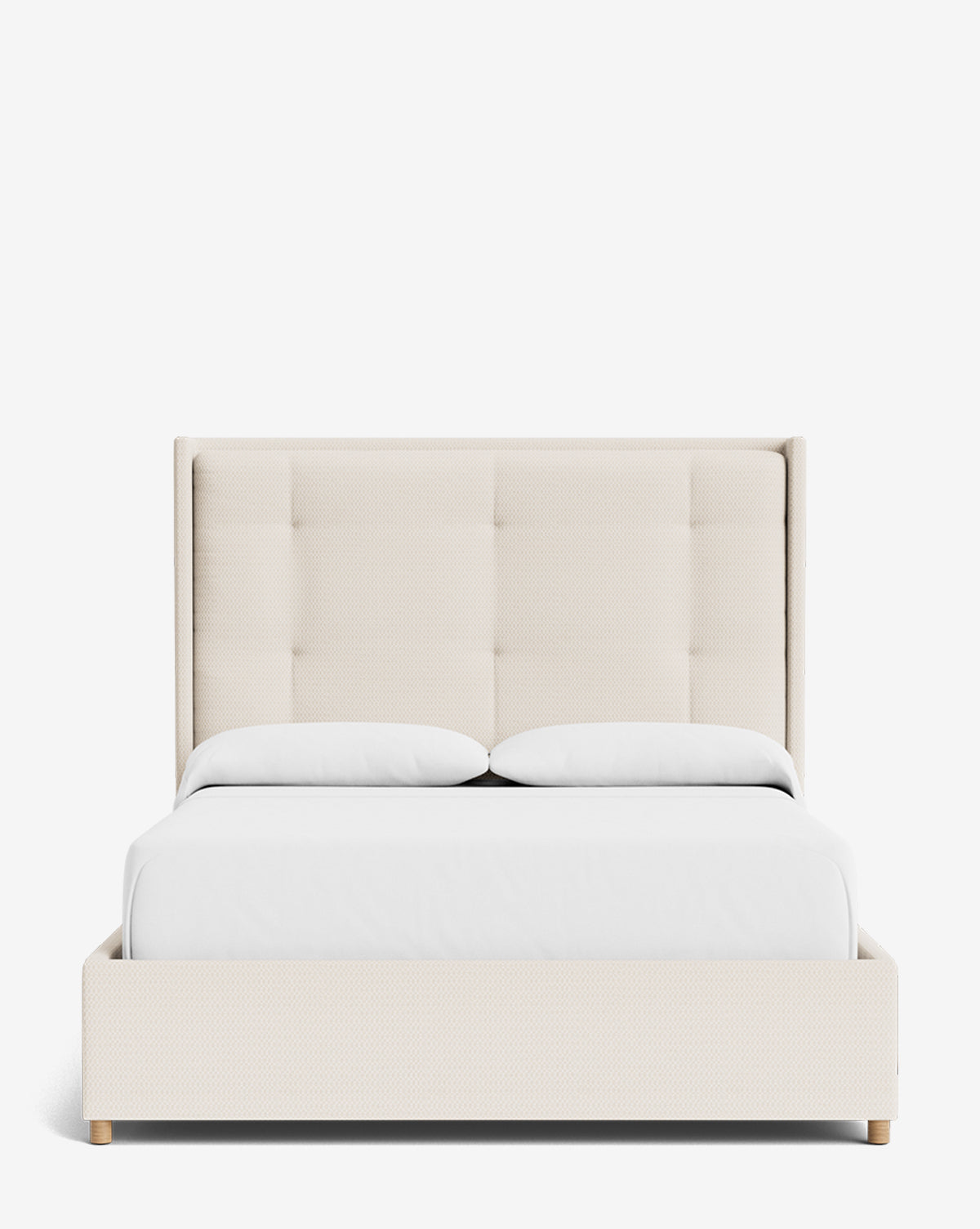 Luxury Ria Upholstered Bed Frame - Queen Size Platform Bed with Soft Fabric Headboard - Modern Bedroom Furniture for Master & Guest Rooms