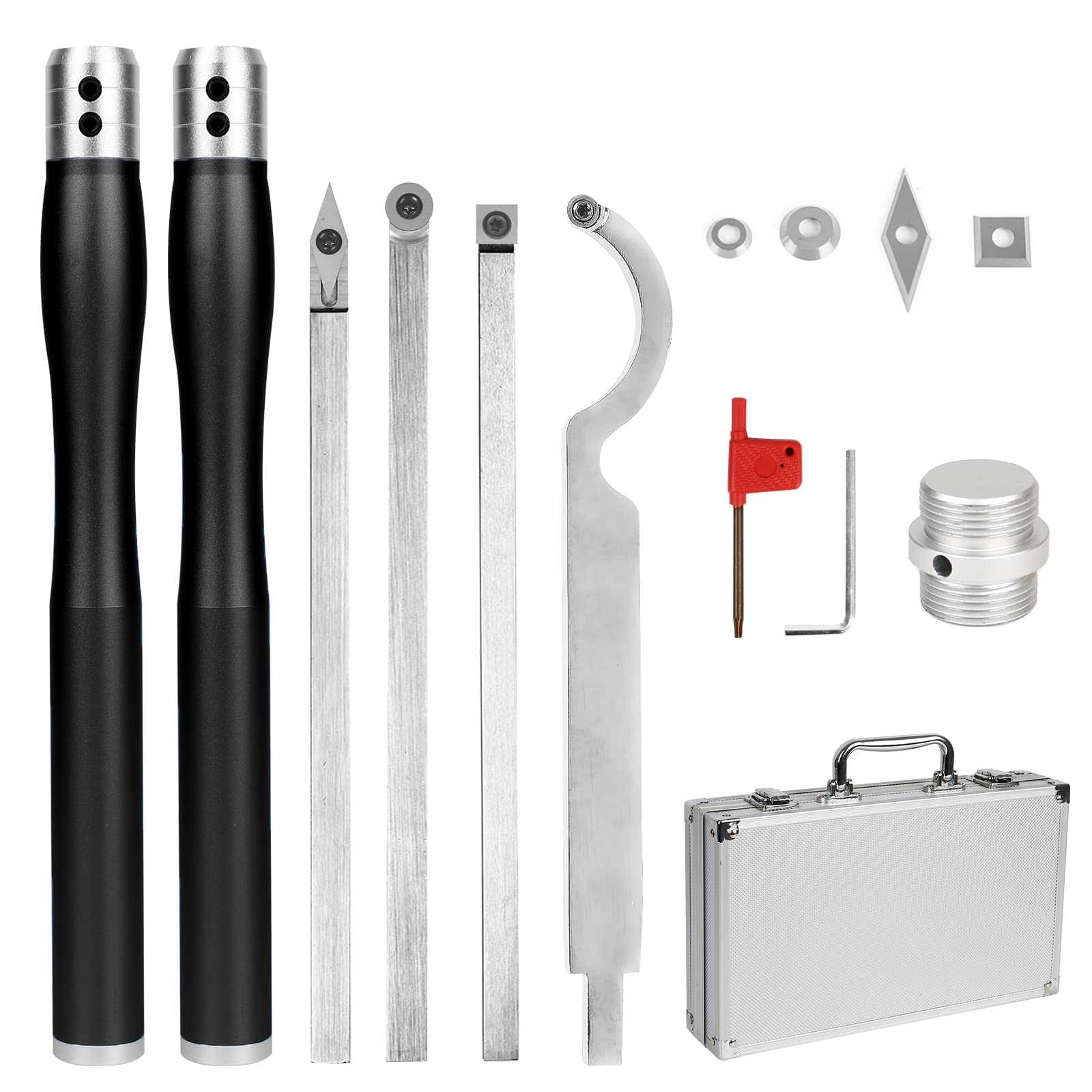 Premium Wood Turning Tools Set - Carbide Lathe Tools with Removable Alloy Handles for Woodworking | Swan Neck Hollowing, Rougher & Finisher Tools | Perfect for DIY Projects, Furniture Making & Woodturning Crafts