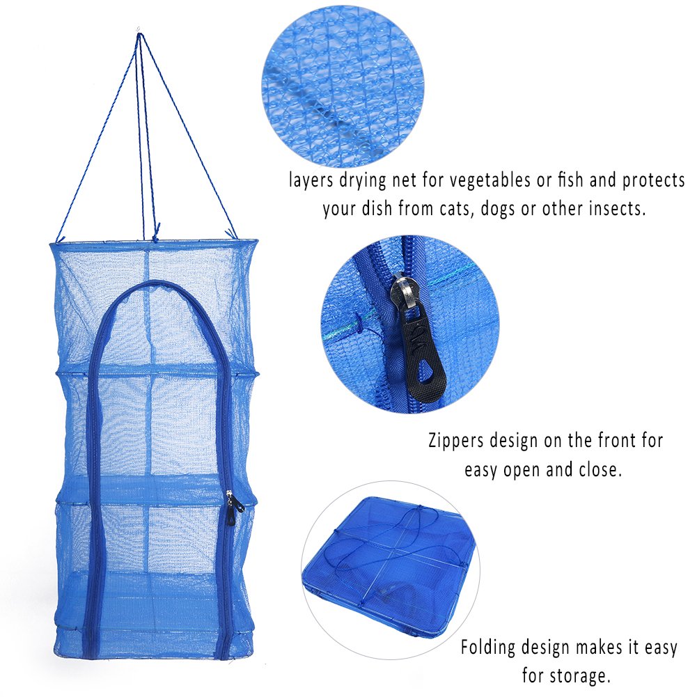 Foldable 4-Layer Mesh Food Dehydrator Rack - Natural Drying Net for Vegetables, Fish, Meat & Dishes | Space-Saving Hanging Dryer for Kitchen, Camping & Outdoor Use