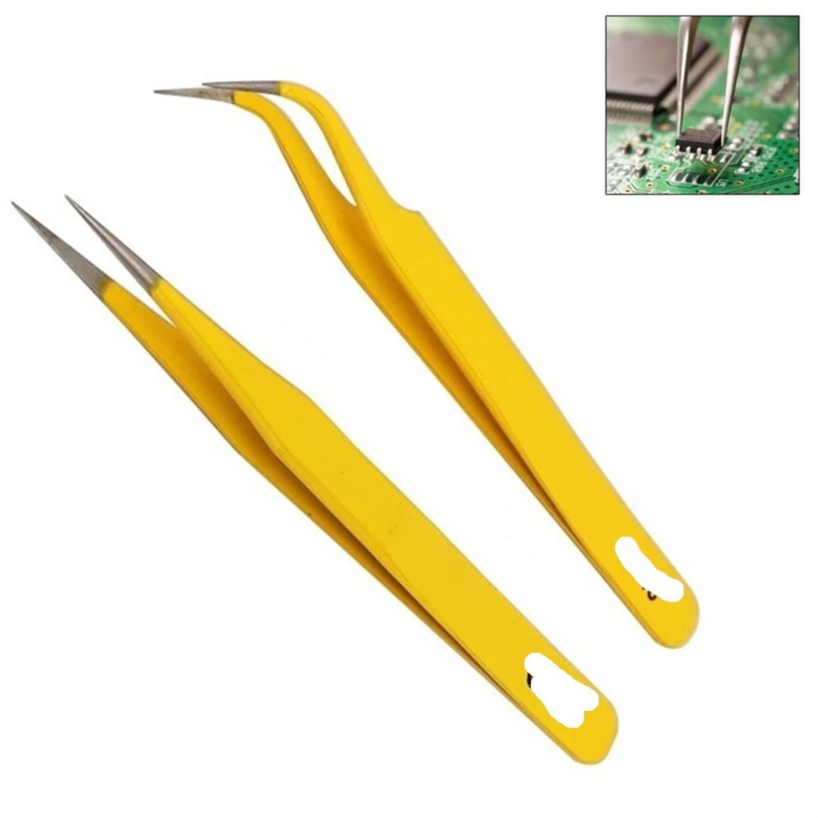 Precision Hair Removal Tweezers Set - Stainless Steel Slanted & Pointed Tweezers for Eyebrows, Splinters & Ingrown Hairs | Also Ideal for Electronics Repair, Soldering & Craft Projects | Home, Salon & DIY Use
