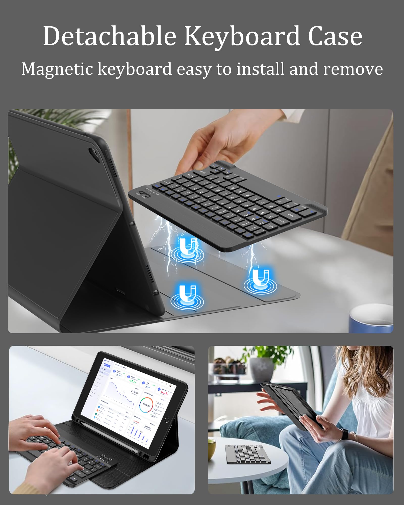 Premium Detachable Wireless Keyboard Case for iPad 9th/8th/7th Gen 10.2