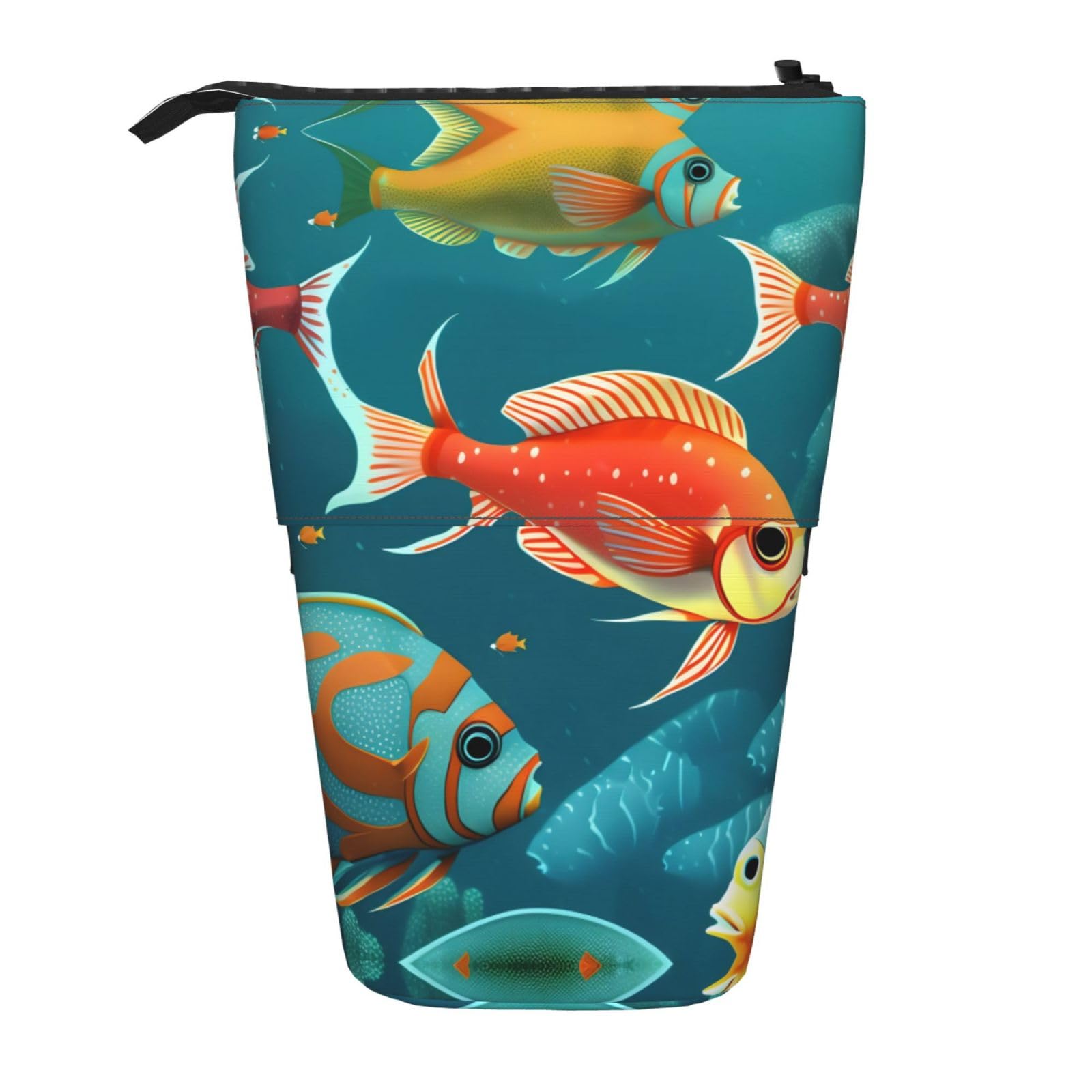 YQxwJL Ocean Underwater Fish Print Zippered Pencil Case - Expandable Stationery Organizer for School, Office & Travel | Makeup Bag, Pen Holder & Pouch Storage Solution