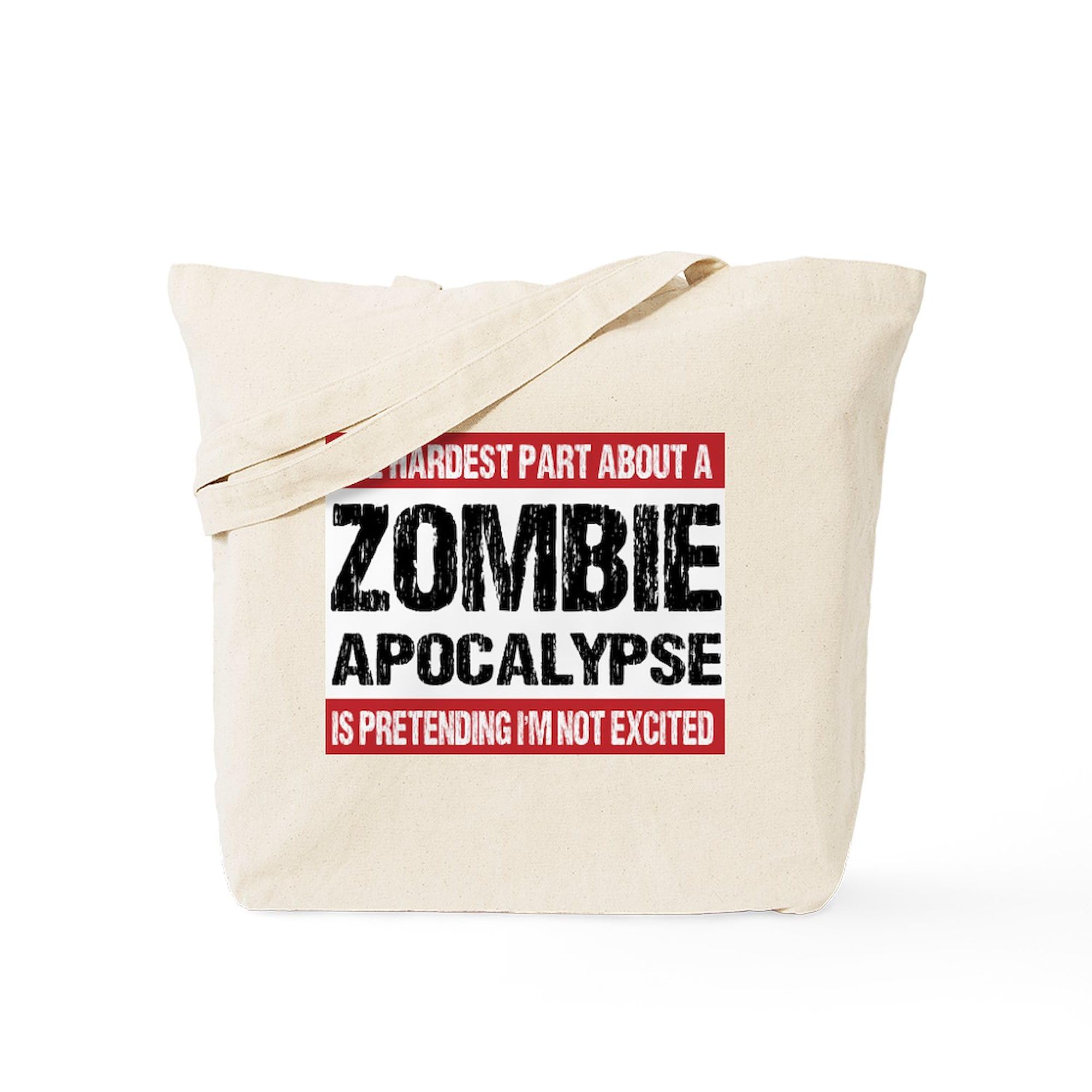 Zombie Apocalypse The Hardest Part Natural Canvas Tote Bag - Reusable Grocery Shopping Bag for Women & Men, Perfect for Groceries, Beach, Work & School