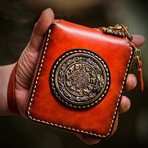 Nine Palaces Gossip Genuine Cowhide Zip Around Wallet with Zipper Clutch & Multiple Card Slots - Stylish Unisex Purse for Men & Women | Perfect for Everyday Use, Travel & Gift Giving