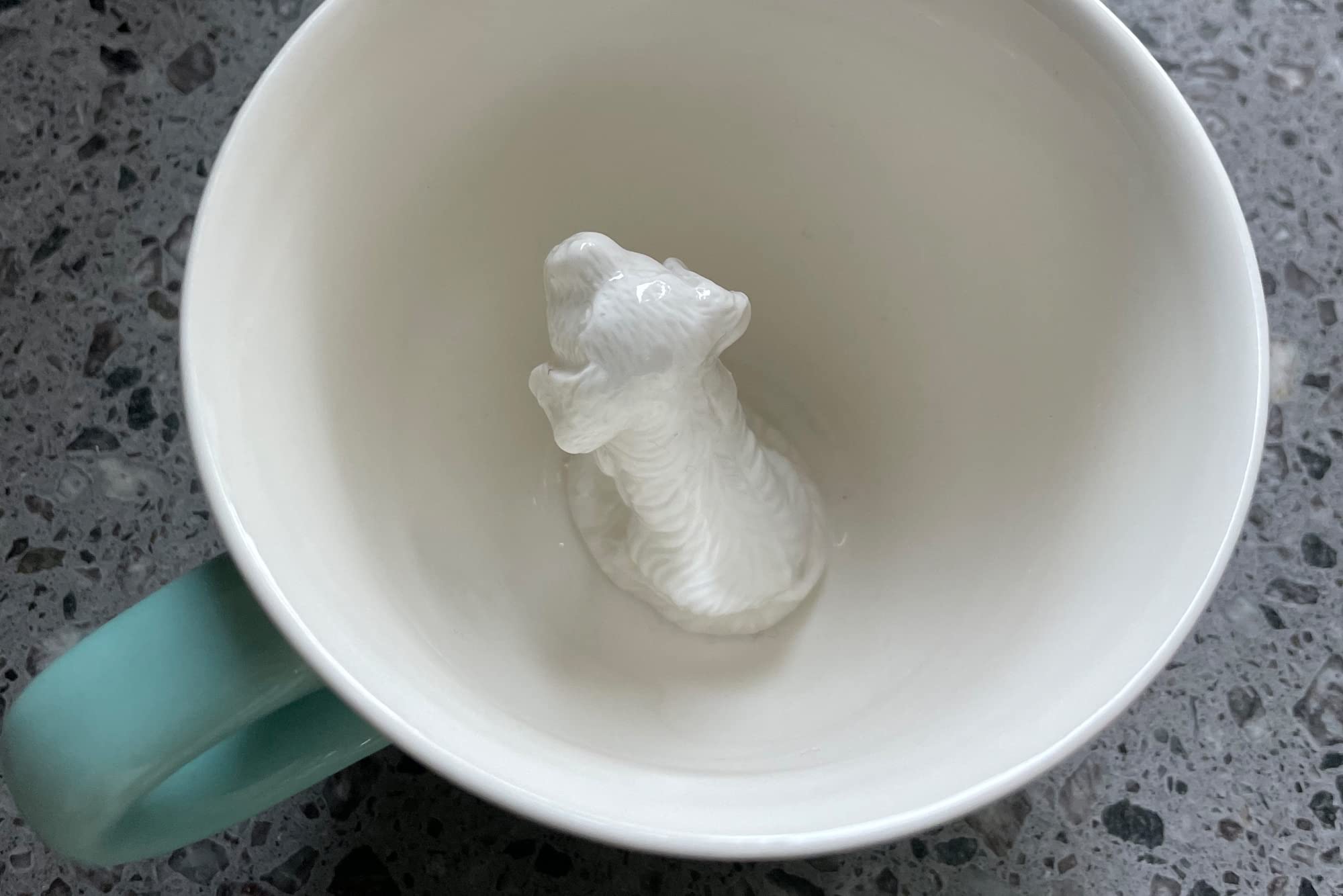 3D Hidden Dog Creature Ceramic Mug - 11oz Aqua Green Coffee & Tea Cup with Puppy Inside - Unique Gift for Dog Lovers, Birthday, Holiday & Housewarming - Perfect for Home, Office & Coffee Shop Use
